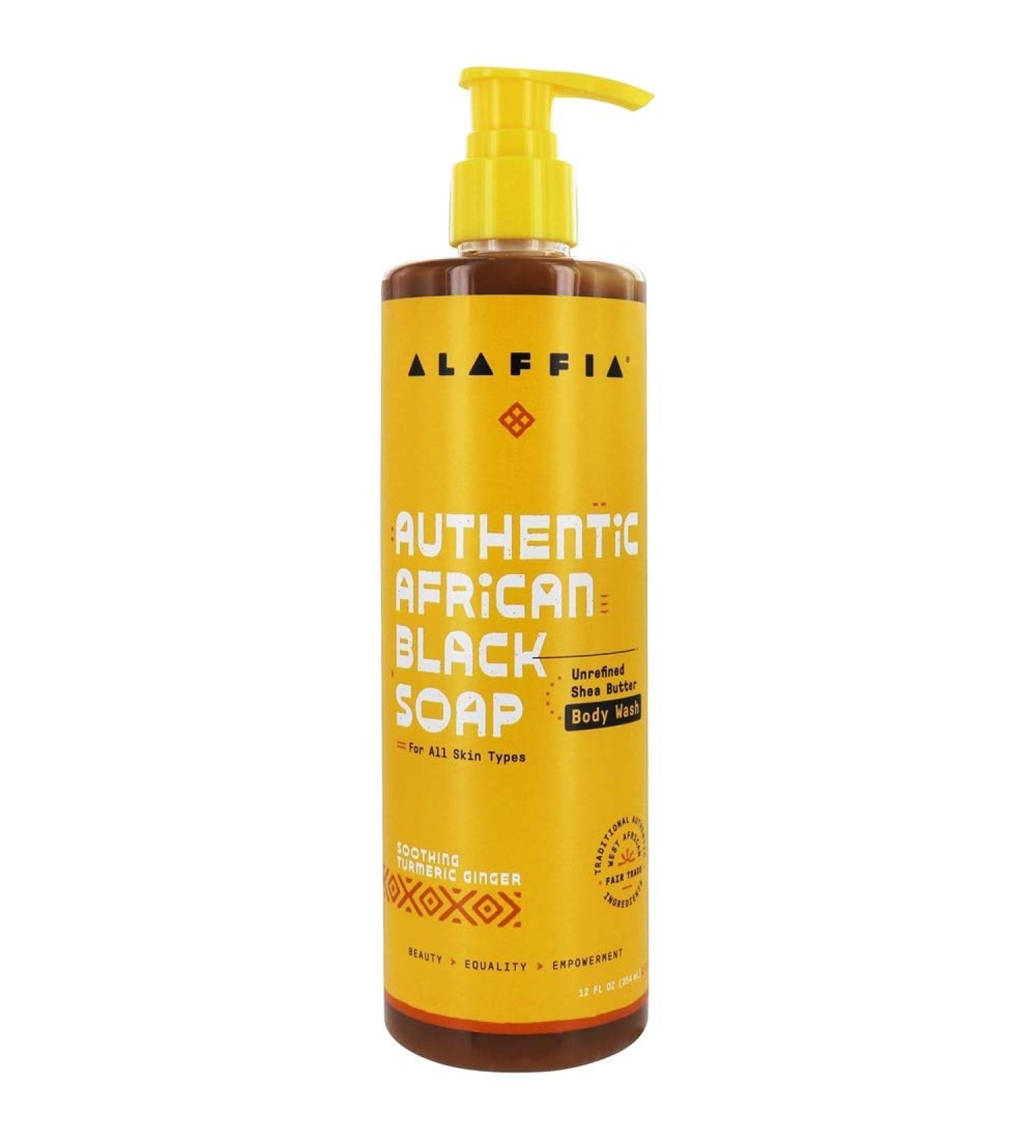 Authentic African Black Soap Body Wash - Turmeric Ginger 12 fl oz | Alaffia - Buy Online on GoSupps.com