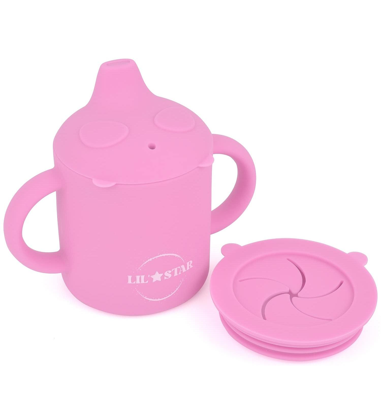 LIL' STAR Silicone Sippy Cup and Snack Cup 2-in-1 - 5oz | Spill Proof for Toddlers | BPA Free Pink - Buy Online on GoSupps.com