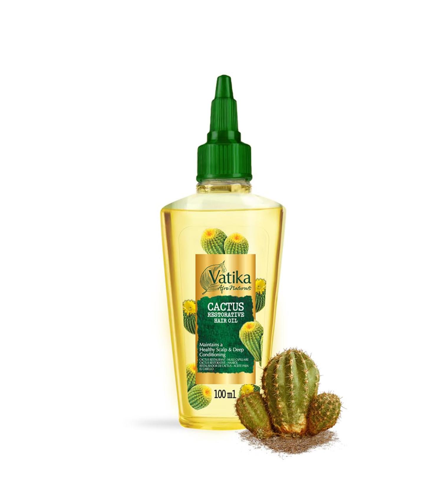 Vatika Afro Naturals Cactus Hair Oil - 100ml | Hair Care Essential Oil | For Healthy Scalp Maintenance & Deep Conditioning - Buy Online on GoSupps.com