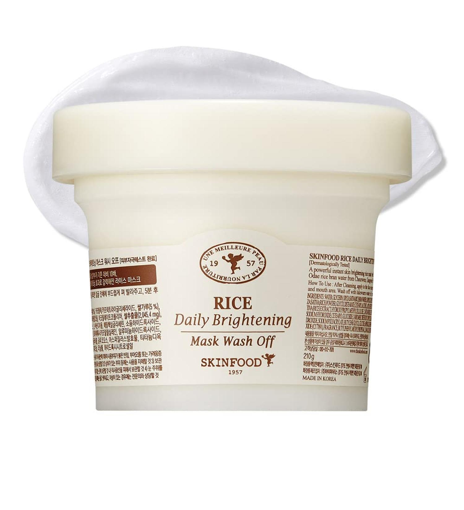 SKINFOOD Rice Daily Mask 210g - Exfoliating Scrub for Dark Skin | Facial Cleanser & Pore Exfoliator | Unisex Rice Mask for Soft Skin - Buy Online on GoSupps.com
