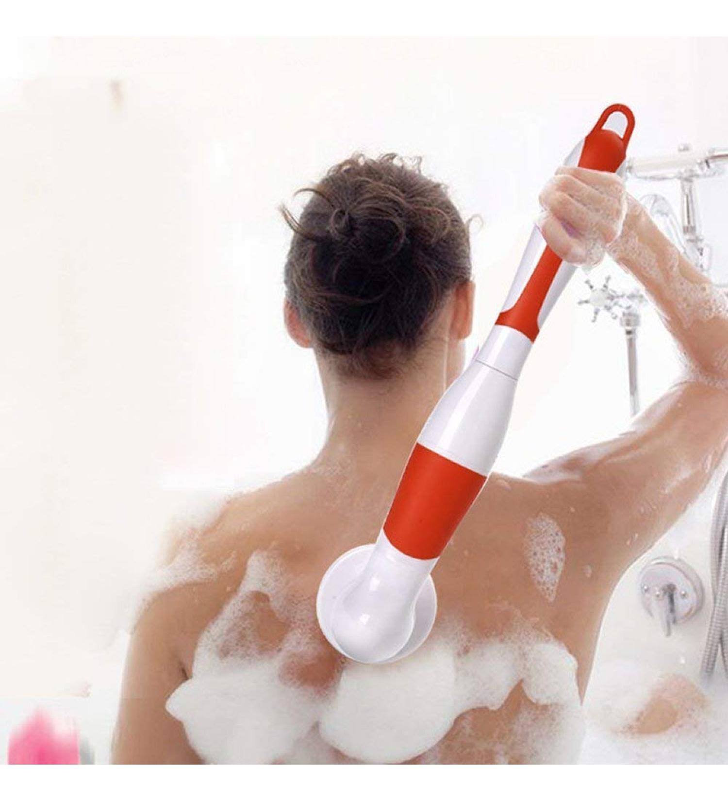 Electric Waterproof Body Shower Brush - Long Handle Skin Massager & Exfoliation Kit (Rose) - Buy Online on GoSupps.com