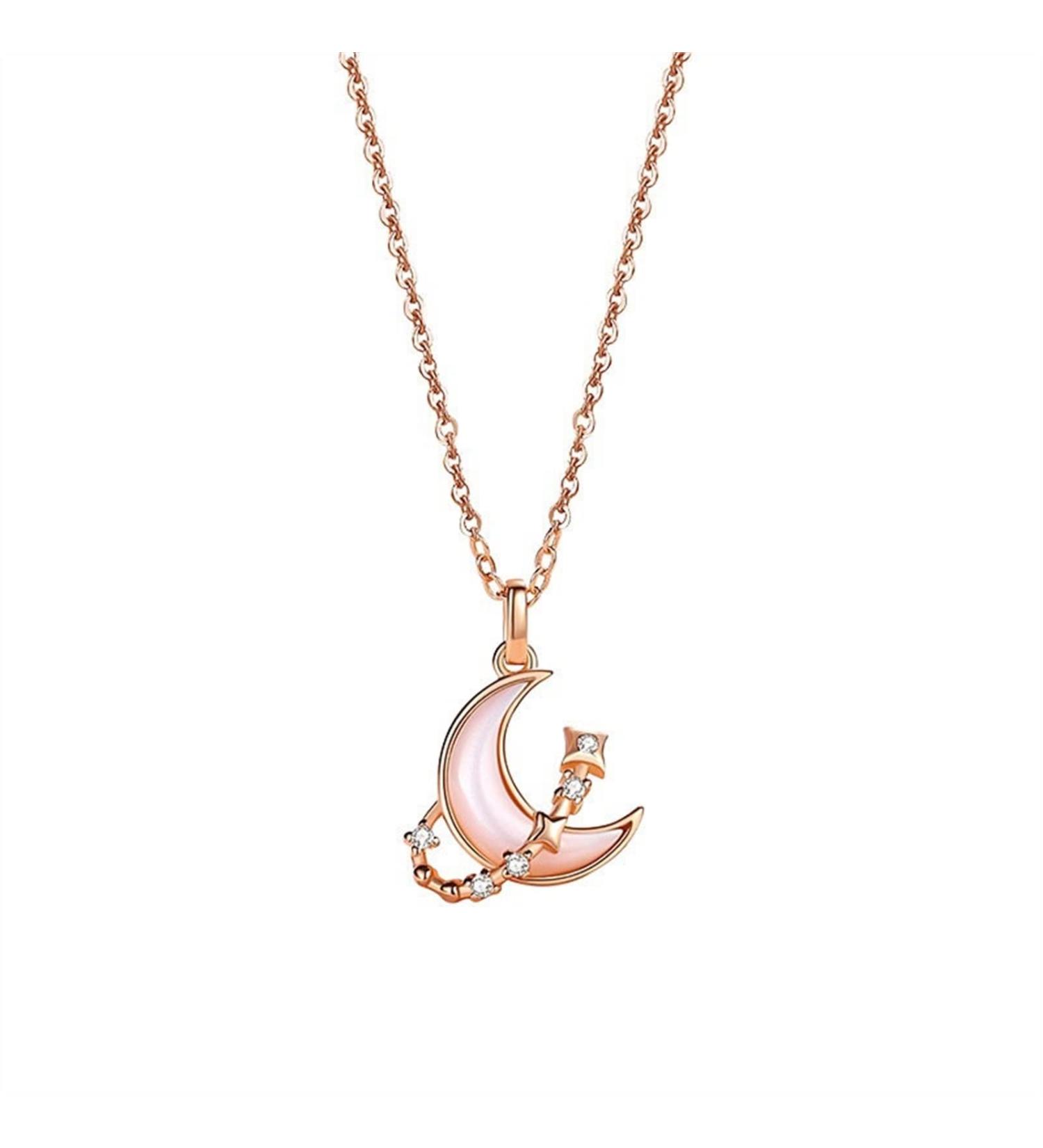 Necklace Star and Moon Surrounding Necklace New Silver Shell Clavicle Chain Fashion and Elegant Valentine's Day Gift for Girlfriend Ladies Necklace - Buy Online on GoSupps.com