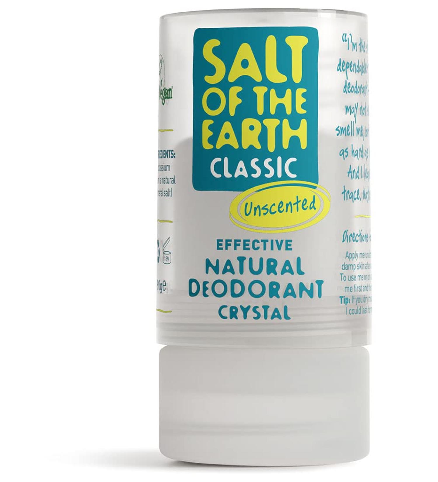 Salt of the Earth - Natural Deodorant Crystal Classic - Effective Crystal Deodorant Fragrance Free Vegan cruelty Free - Suitable for Women Men and Kids - 90g Crystal Classic 90 g (Pack of 1) - Buy Online on GoSupps.com