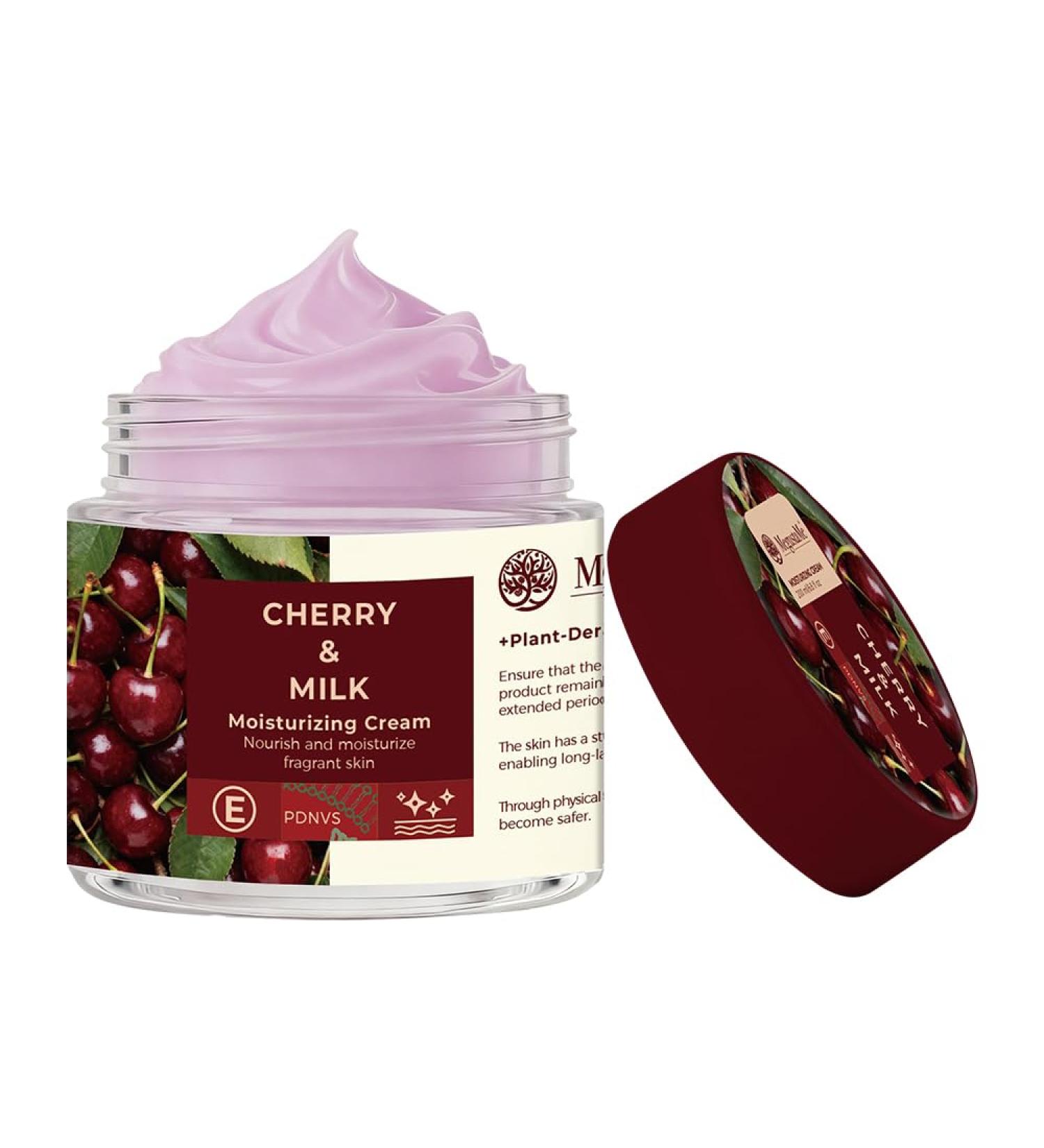 MegustaMe Cherry & Milk Moisturizing Cream | Plant-Derived Nanovesicle Hydration | Nourishing Face & Body Cream with Antioxidant Cherry Extract