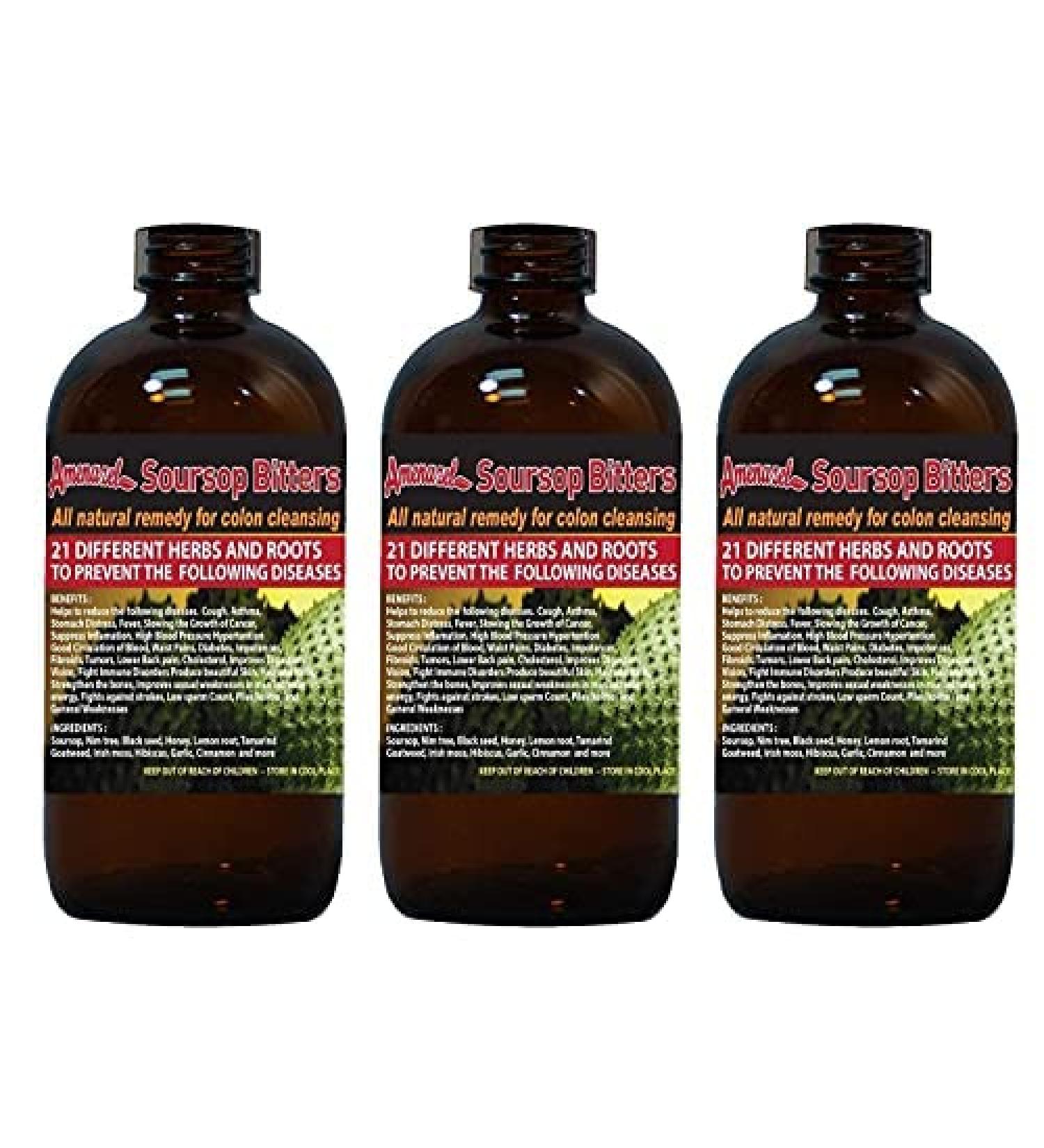 Soursop Bitters x 3 Bottles 16oz - Natural Remedy for Colon Cleansing