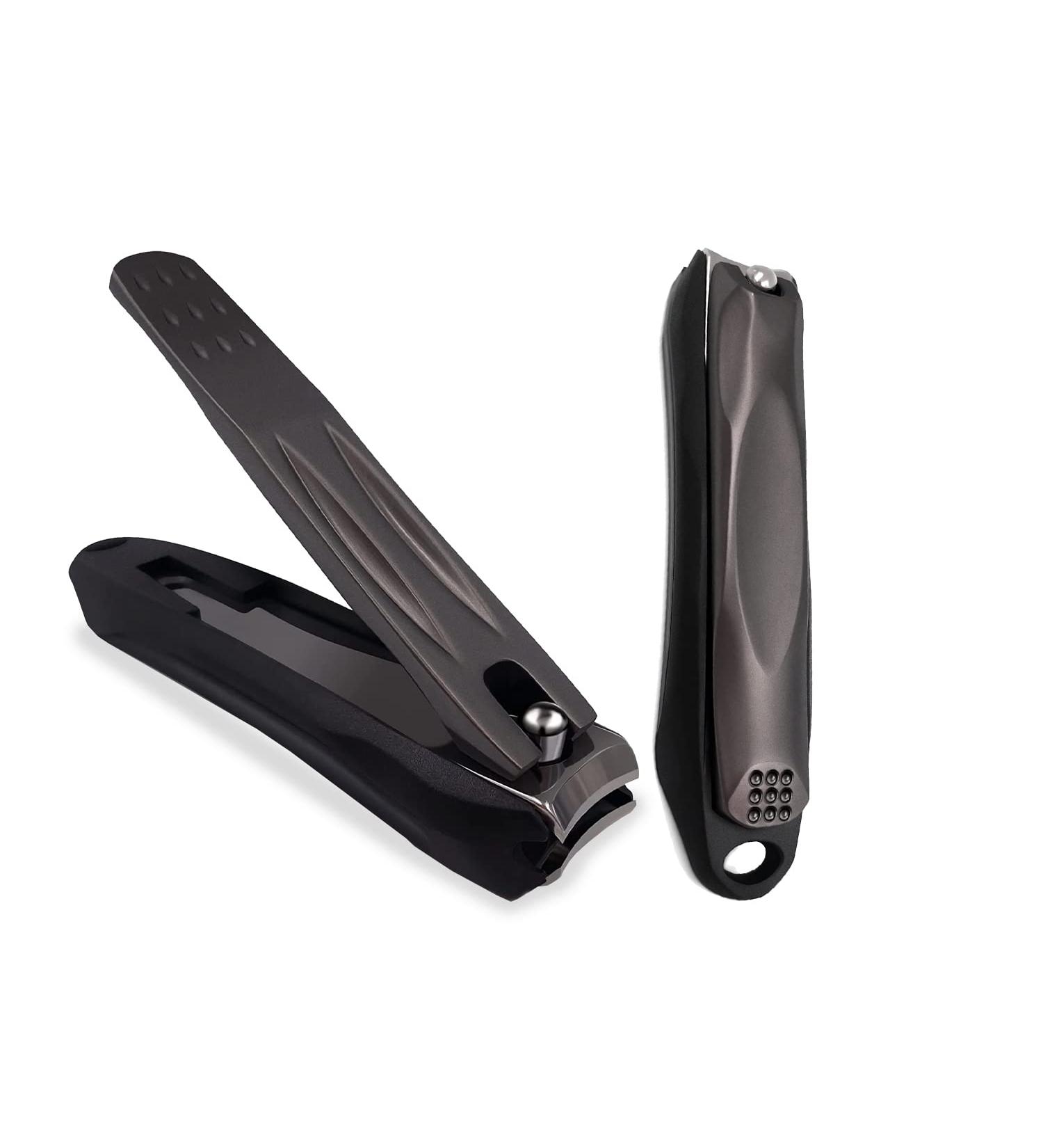 Precision Nail Clippers with Nail Catcher - Black Stainless Steel Manicure Tools - Buy Online on GoSupps.com