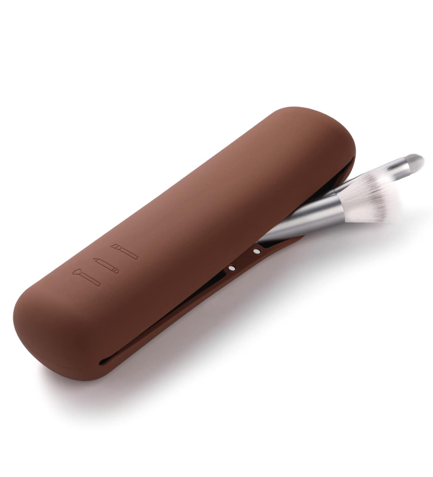 FERYES Travel Makeup Brush Holder - Dark Brown | Stylish & Portable Storage for Beauty Essentials - Buy Online on GoSupps.com