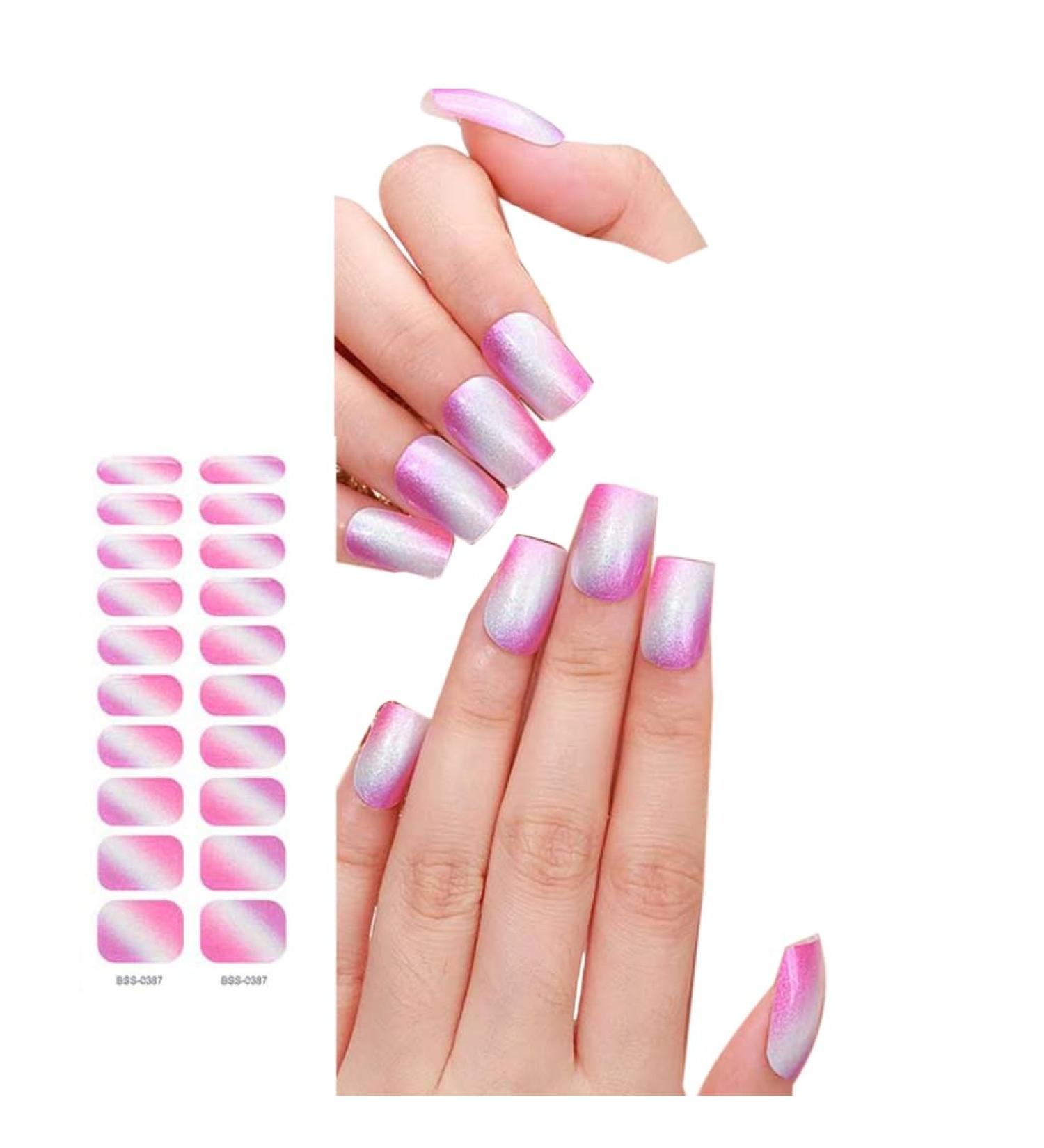 Semi Cured Gels Nails Stickers Nails Polish Strips Korean Style Gels Nails Strips Nails Art Decortions for Party Style9 - Buy Online on GoSupps.com