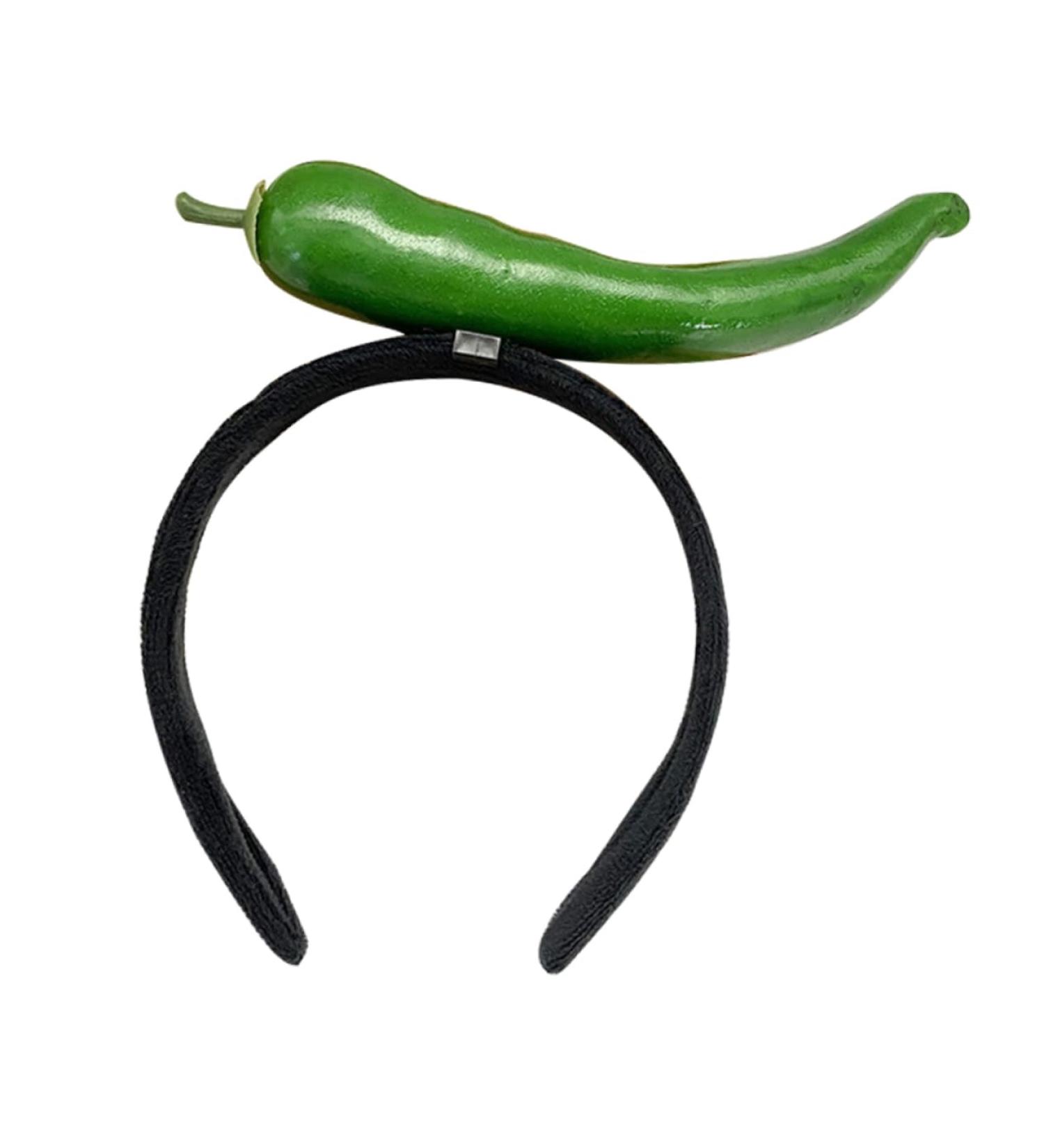 SKISUNO Chili Hair Hoop Headband Hair Accessories for Kids Chili Pepper Hat Chili Design Hair Hoop Fruit Man Elastic 1 count (Pack of 1) Green - Buy Online on GoSupps.com