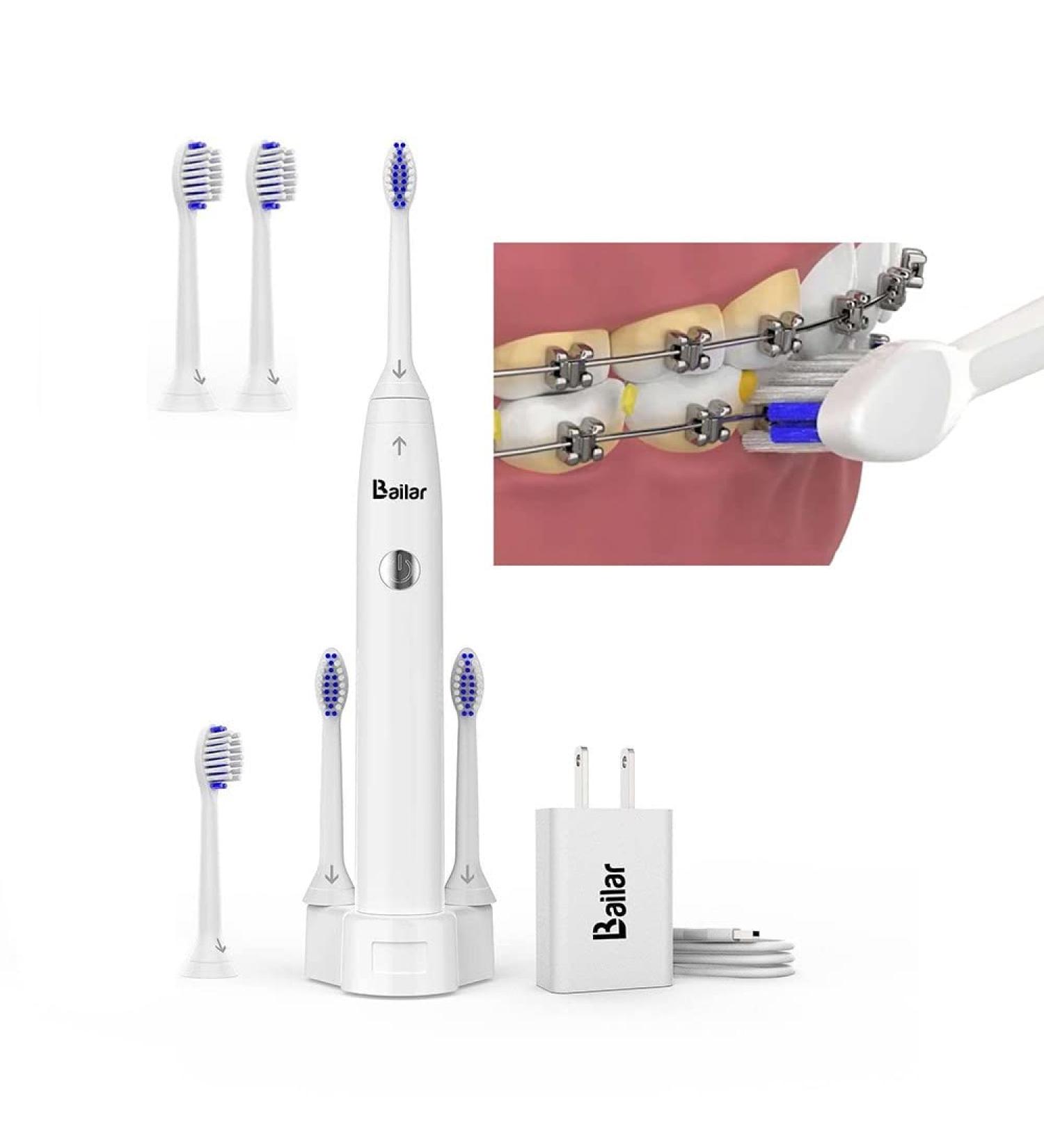 LBailar Rechargeable Braces Toothbrush with 4 Bonus Heads - Buy Online on GoSupps.com
