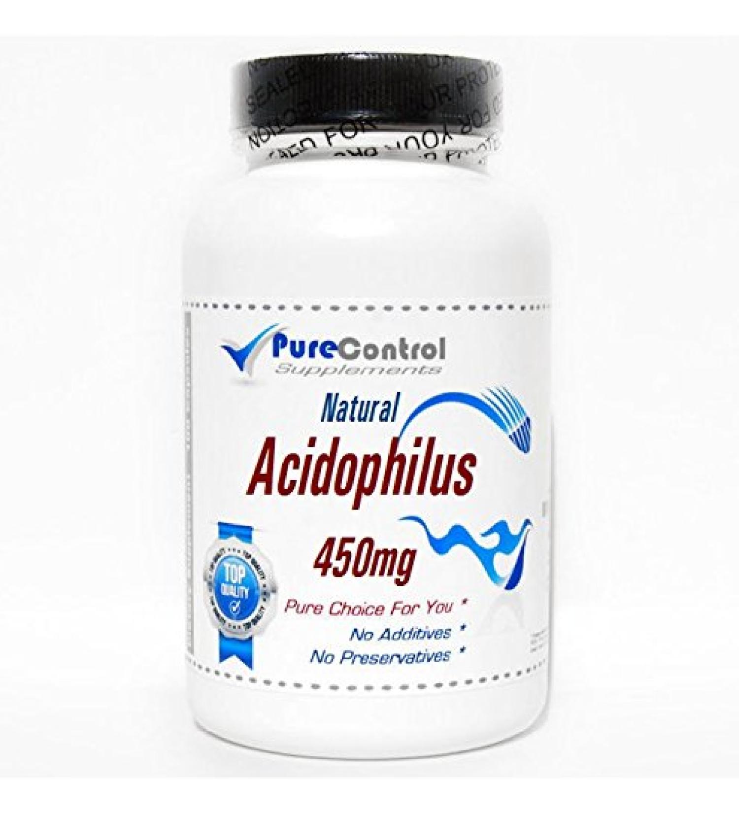 Natural Acidophilus 450mg - 500 Million Live Active Cultures/Keep Refrigerated // 200 Capsules // Pure // by PureControl Supplements