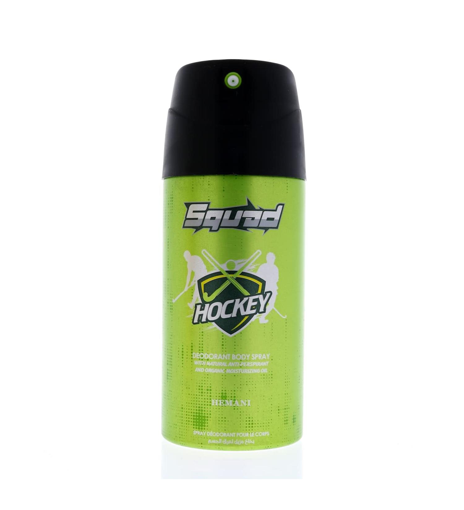 HEMANI Squad Deodorant Spray Hockey - 5 OZ (150mL) | Long-Lasting Protection for Active Men and Women