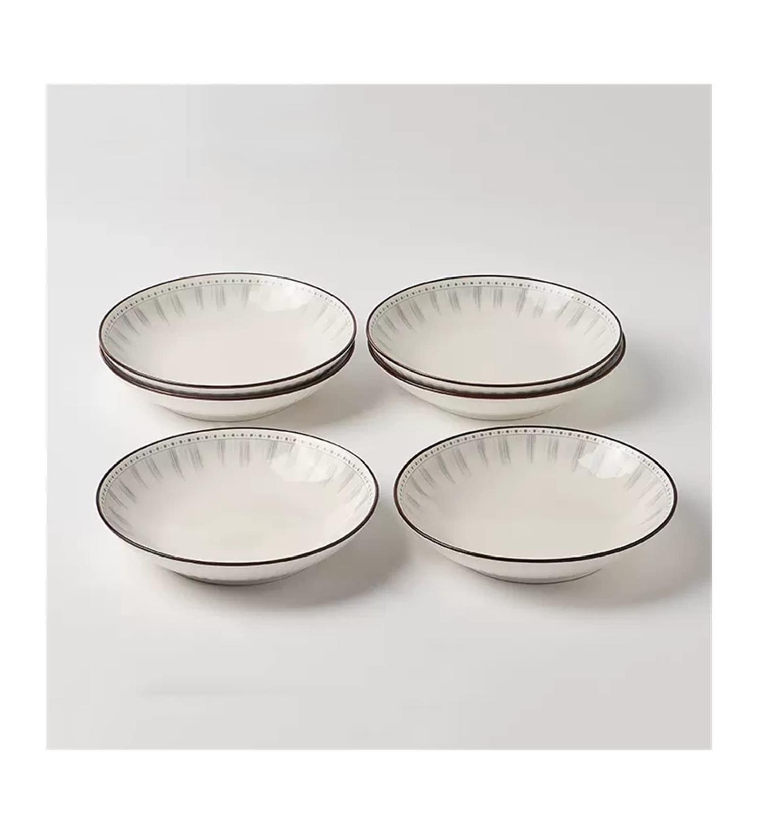 Serving Plates Ceramic Plate Household Dish Dish White Circular Kitchen Restaurant Dish Simple Line Shape Deep Plate Soup Plate Vintage Dish Set of 4/6 for Appetizer Dinner and Desserts (Color : C Small C - Buy Online on GoSupps.com