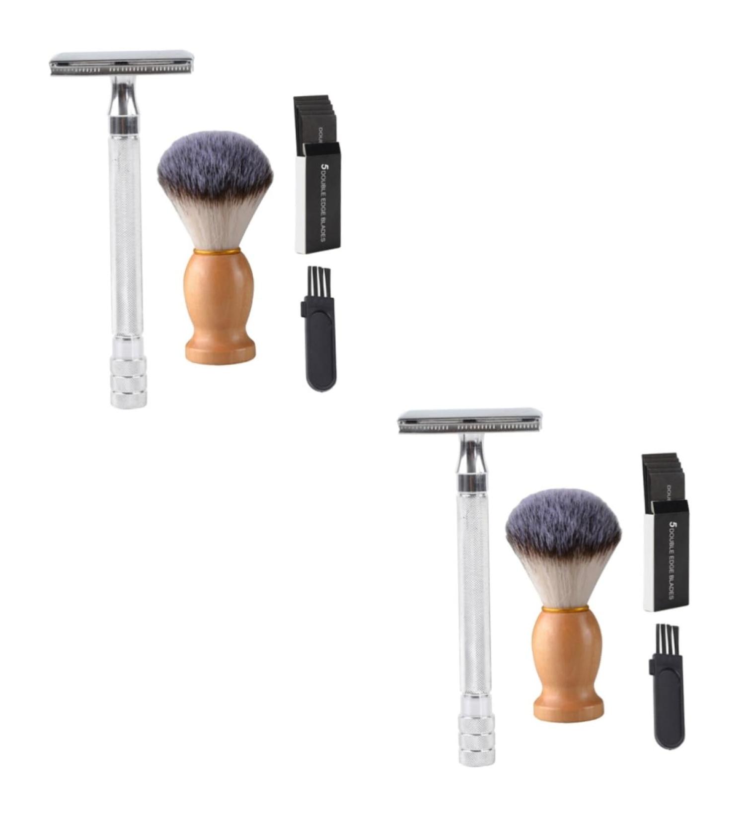 Balacoo Vintage Shaving Kit - 2 Sets Manual Shaver Beard Razor & Brush for Men | International Shipping - Buy Online on GoSupps.com