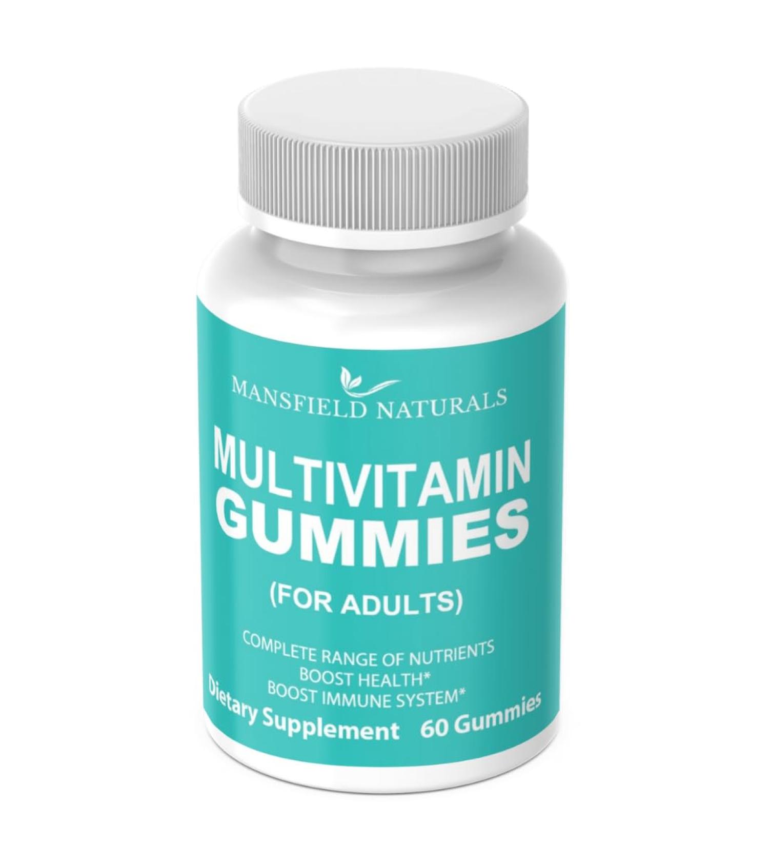 Mansfield Naturals Adult Multivitamin Gummies Daily Vitamins A C D E B12 Zinc & More Immune & Energy Support Natural Fruit Flavor 60 Count - Buy Online on GoSupps.com