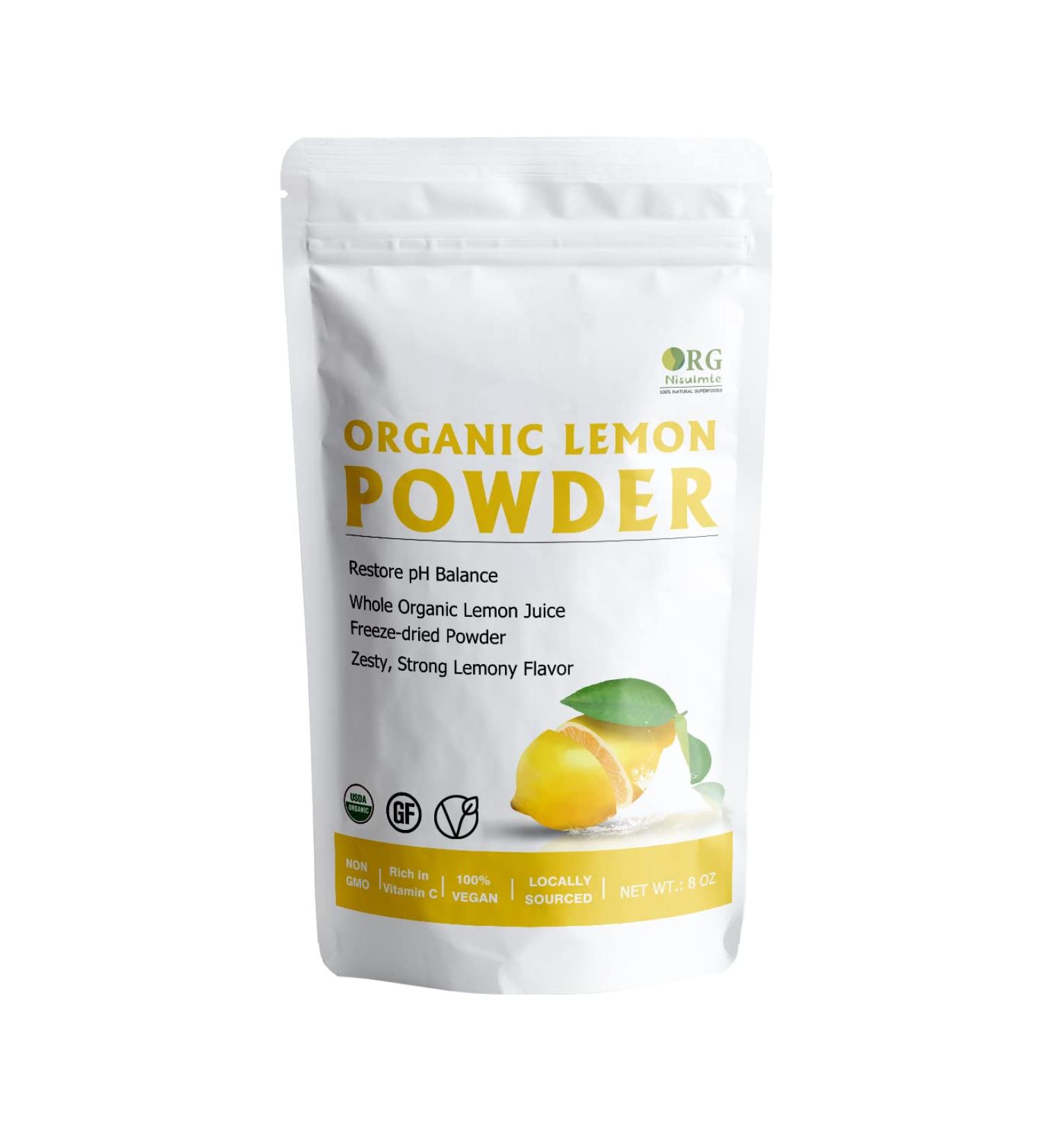 Organic Lemon Powder - Freeze Dried Whole Lemon Juice Powder 8oz - Buy Online on GoSupps.com