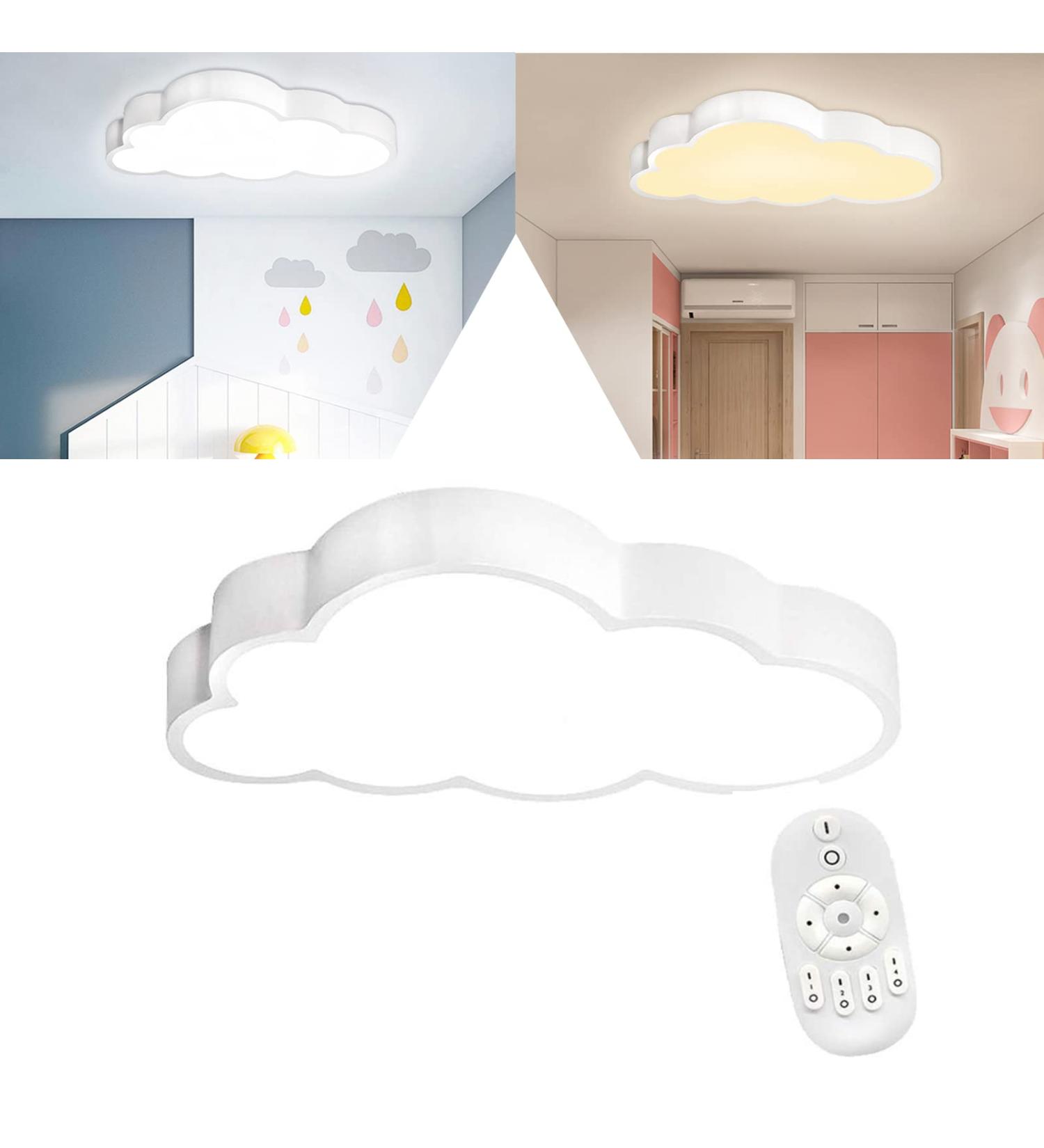 Yrhome 48W Dimmable Cloud LED Ceiling Lamp | Remote Control Ultra-Thin Acrylic | IP44 Children's Room Lighting - Buy Online on GoSupps.com