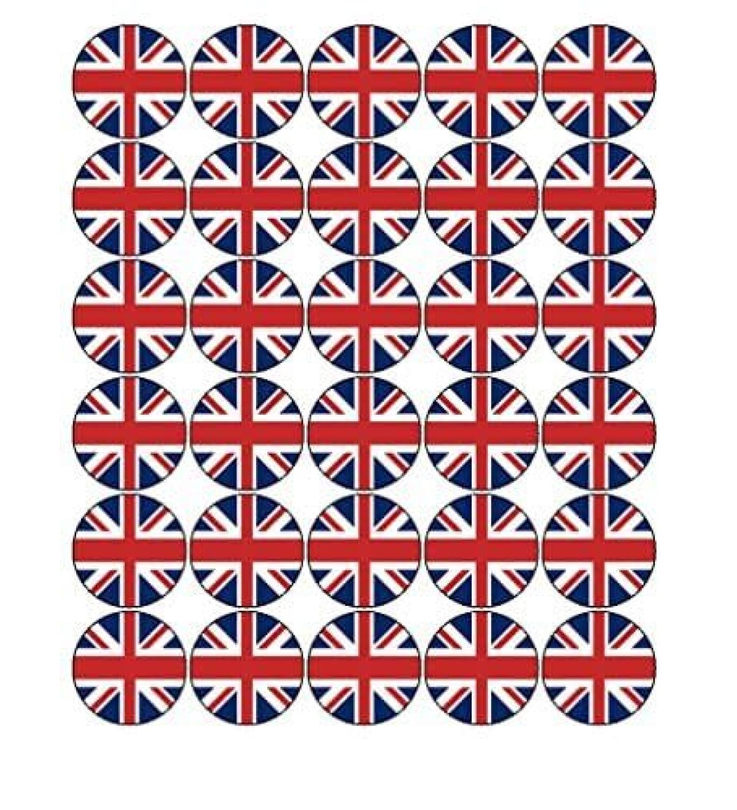 30x VE DAY 75 YEARS Union Jack Flag 4CM PREMIUM EDIBLE RICE PAPER CAKE TOPPERS