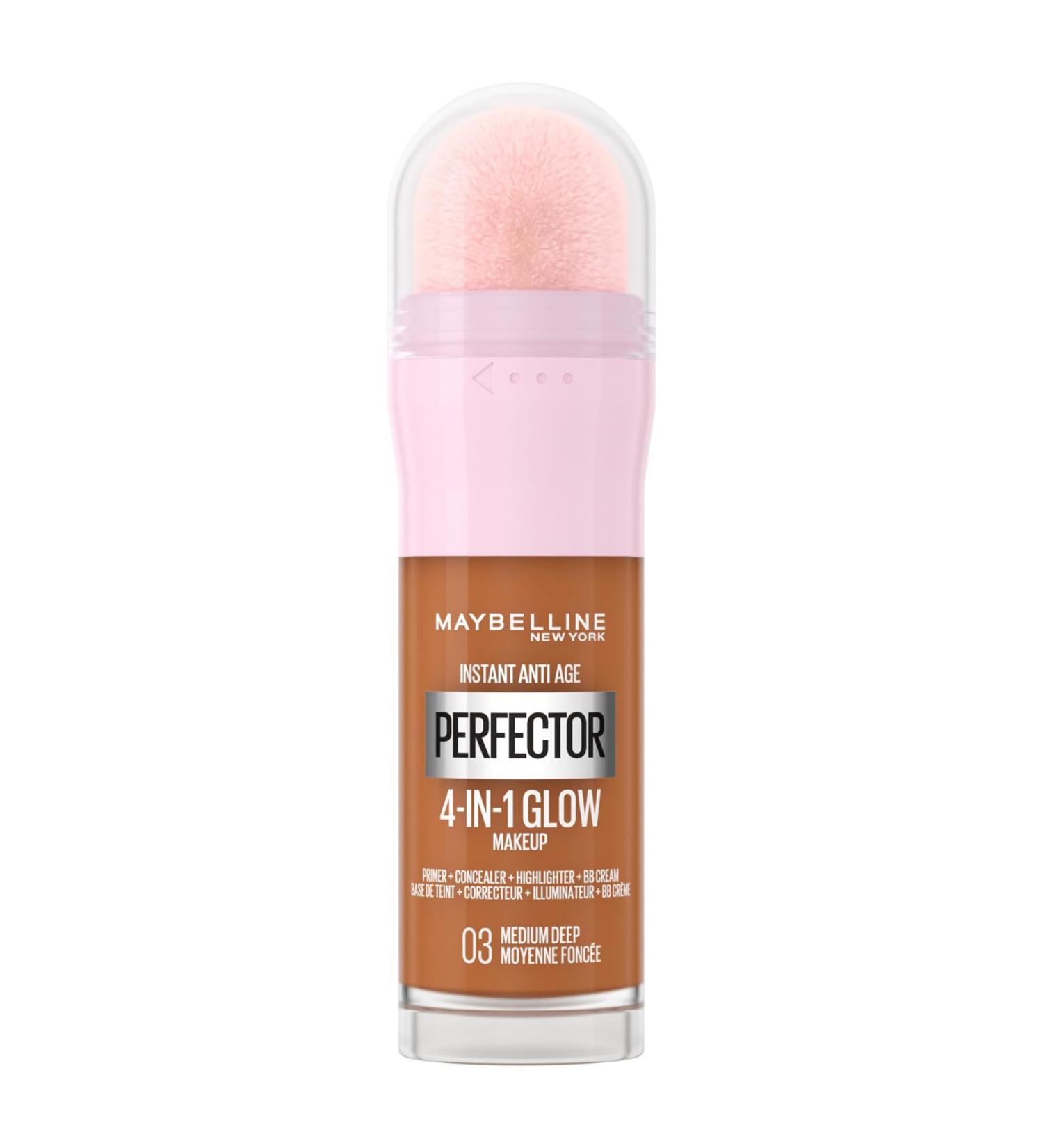 Maybelline New-York 4-in-1 Illuminating Complexion Perfector - Base/Concealer/BB Cream/Highlighter - Instant Glow Perfector 4-in-1 Foundation - Shade: Medium Deep (03) - 20ml - Buy Online on GoSupps.com