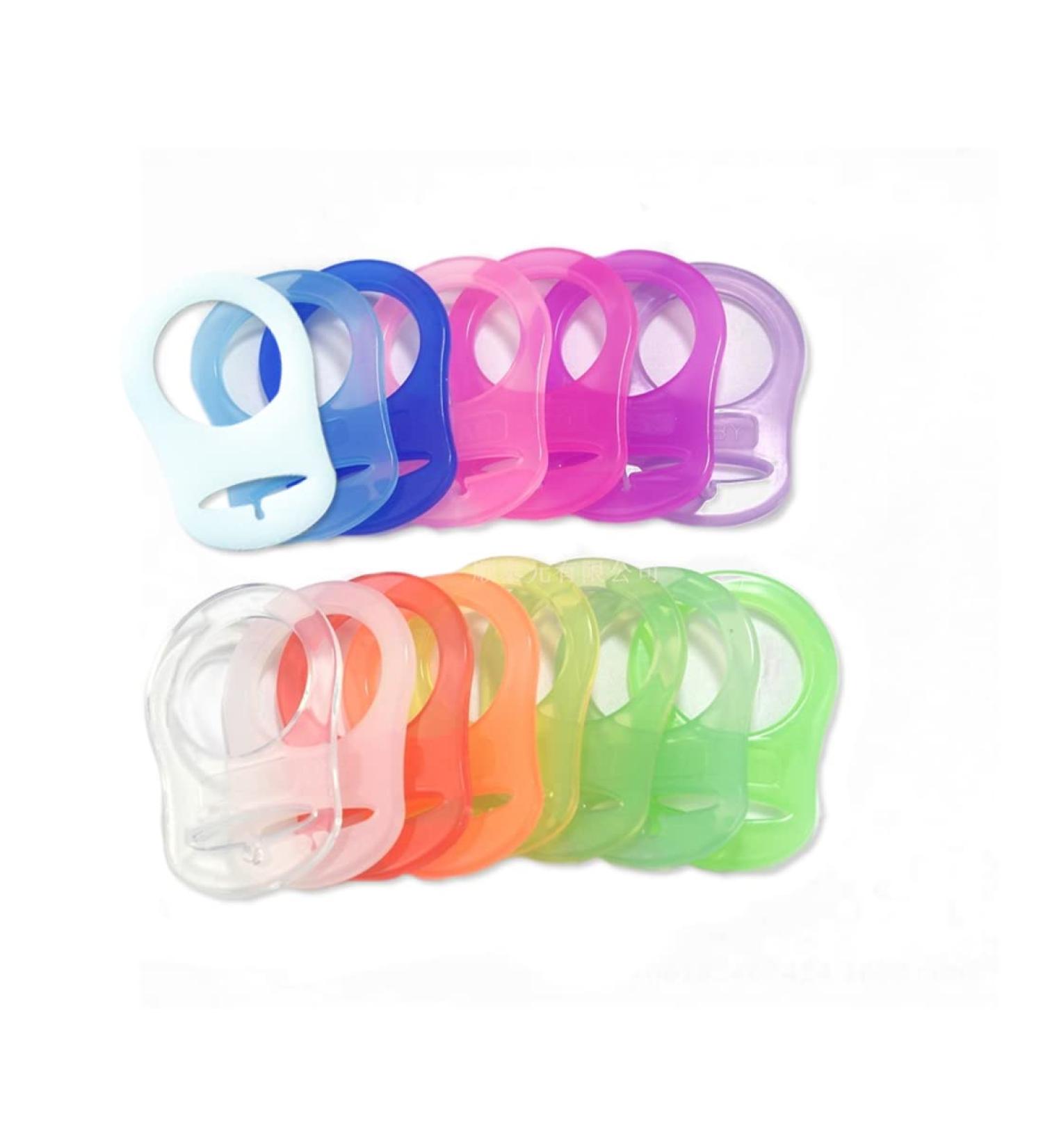 15 Silicone Ring Adapters for Pacifier Chains - Clear Baby Buckle Holders | International Shipping Available - Buy Online on GoSupps.com