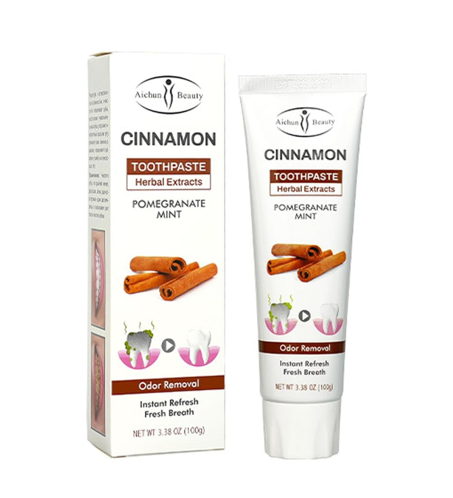 Cinnamon Toothpaste Fresh Breath Odor Removal Herbal Extracts Pomegranate Mint 100g / 3.38 oz - Buy Online on GoSupps.com