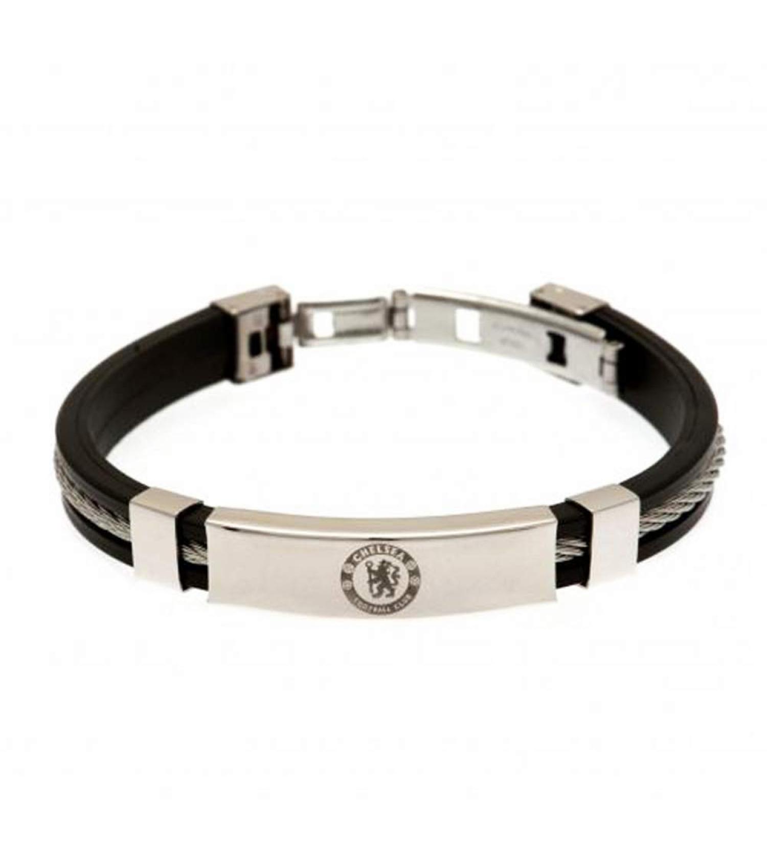 Chelsea FC silicone bracelet with silver inlay