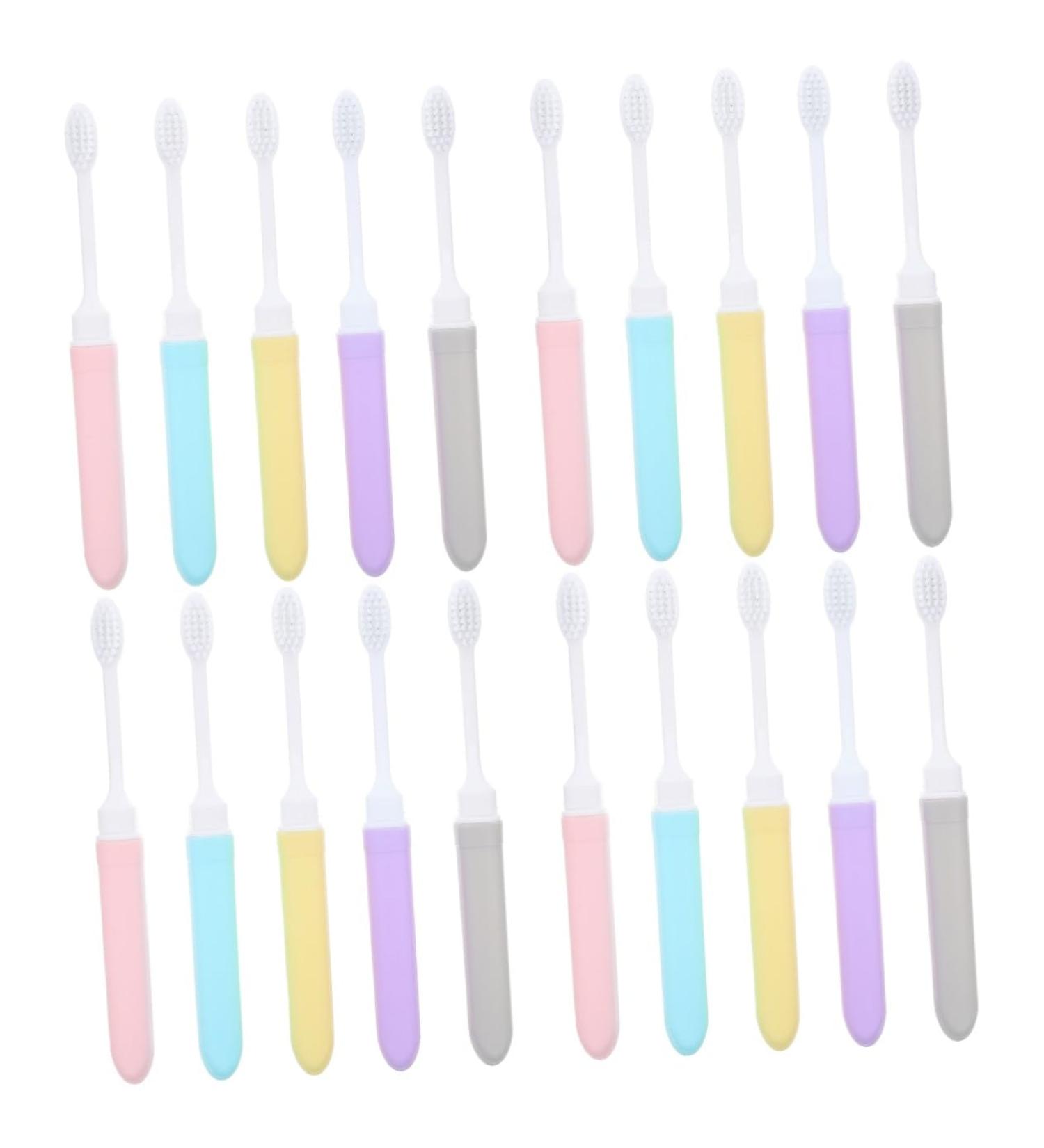 Frcolor 20-Pack Mini Travel Toothbrushes - Foldable & Portable Oral Care for Adults - Perfect for Travel - Buy Online on GoSupps.com