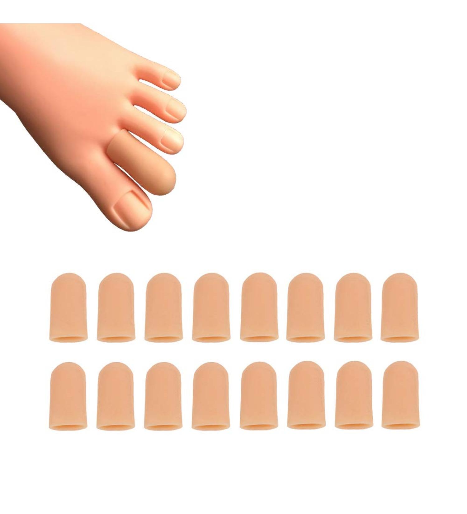 Gel Toe Caps - 16 Pieces Silicone Toe Protectors for Ingrown Toenails, Corns, Blisters - Toe Covers for Hammer Toes - Beige - Buy Online on GoSupps.com