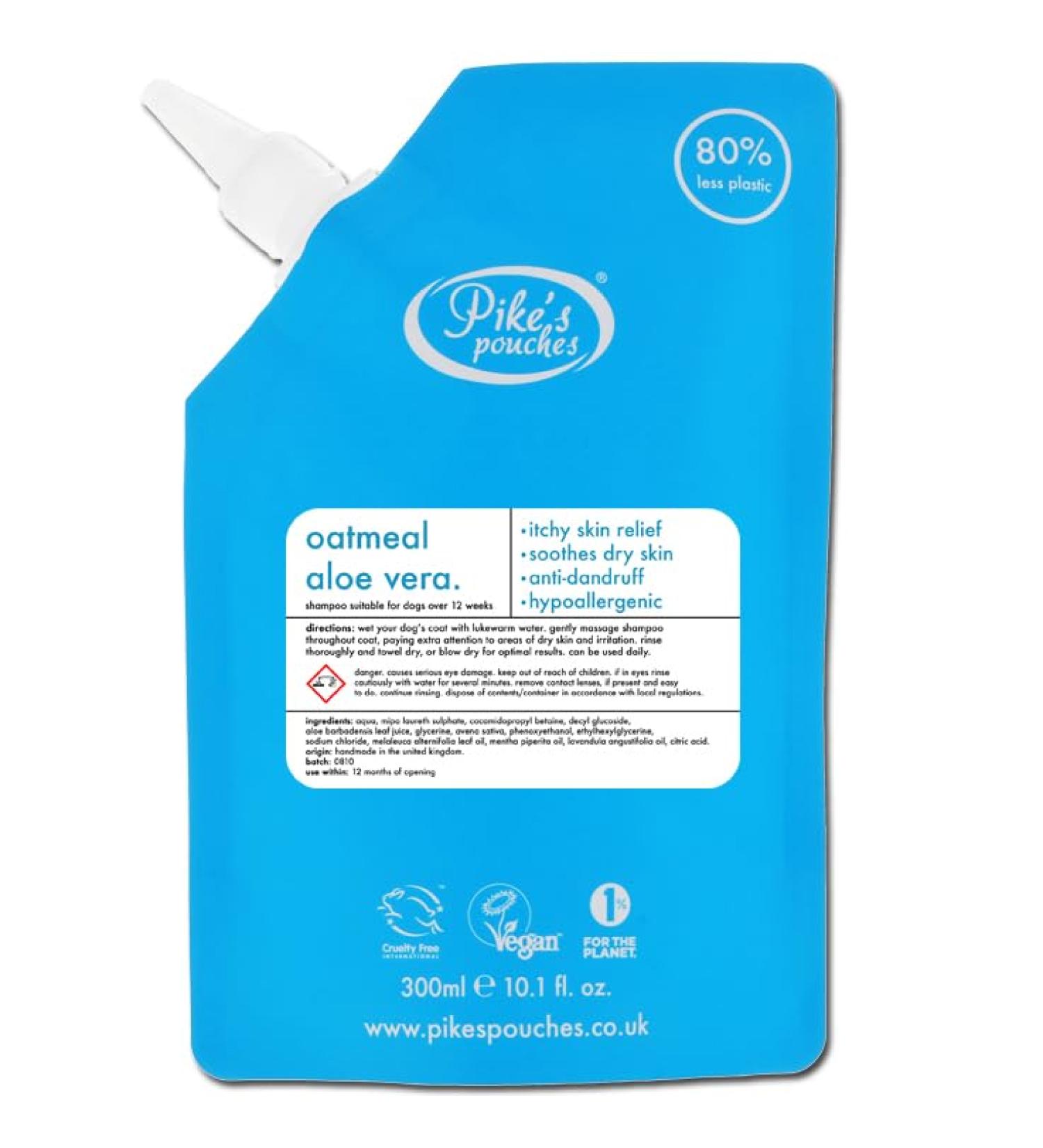 Oatmeal Aloe Vera Dog Shampoo for Dry Itchy Flaky Skin Gentle on Sensitive Skin & Hypoallergenic | Natural Soothing Anti Itch Anti Dandruff & Allergy Relief Dog Conditioner | Pikes Pouches (300ml) 300 ml (Pack of 1) - Buy Online on GoSupps.com
