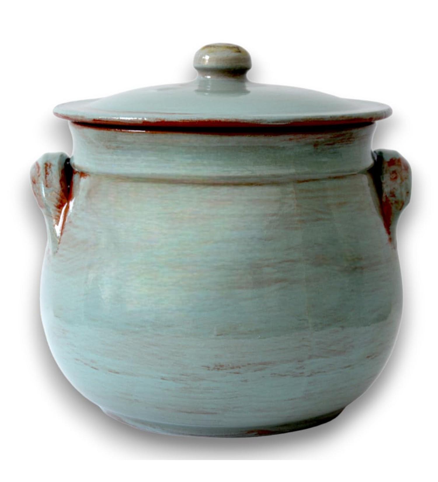 Col Round Terracotta Pot with Lid Artisan Pot Turquoise Terre Antiche Diameter 24 cm Turquoise Ancient Lands 24 cm - Buy Online on GoSupps.com