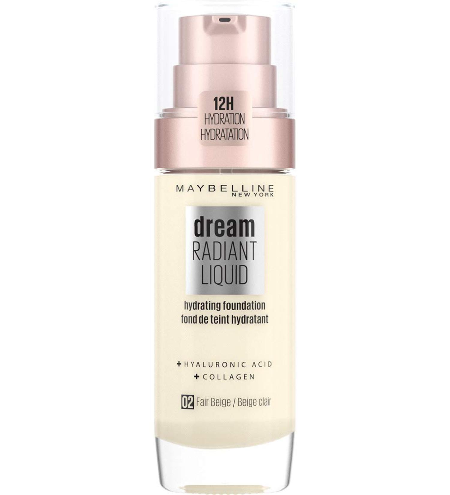 Maybelline Dream Radiant Hydrating Foundation - 02 Fair Beige - 12-Hour Hydration - Buy Online on GoSupps.com