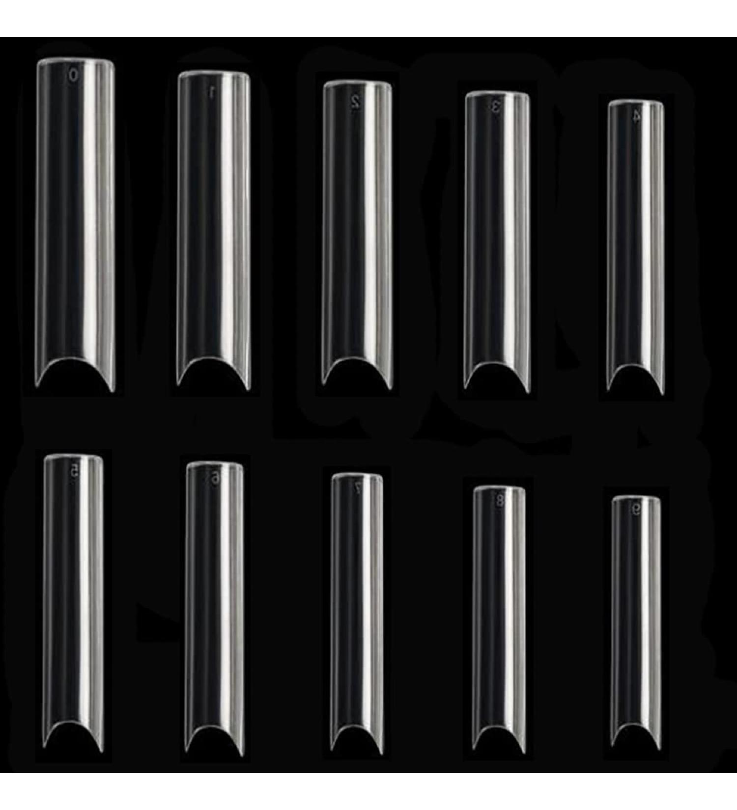 MWOOT 500PCS Extra Long False Nail Tips - XXL C Curve Acrylic Half Cover Coffin Shape French Fake Nails for Nail Art Manicure - 10 Sizes (Clear) - Buy Online on GoSupps.com