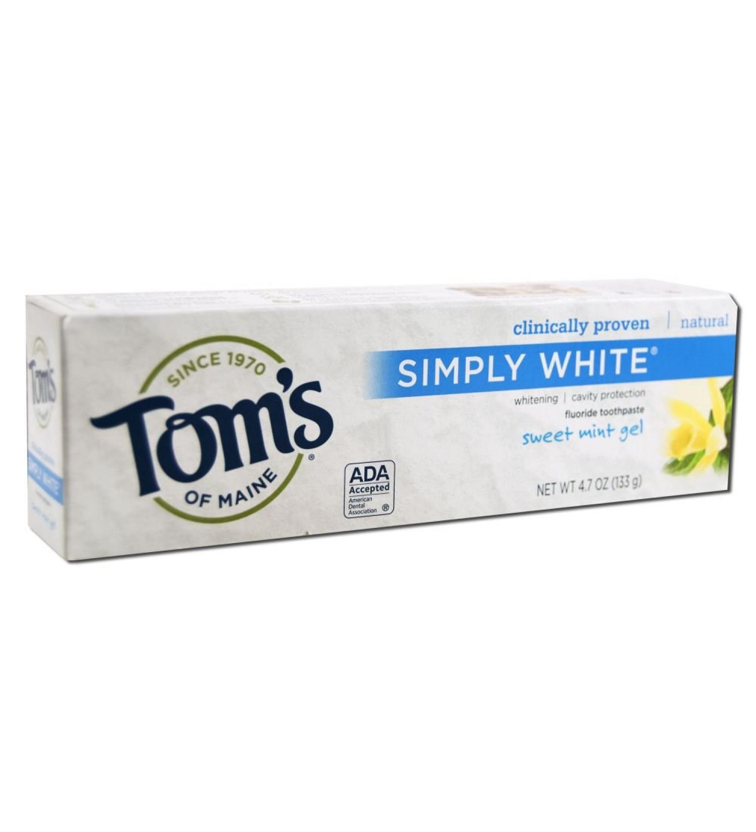 Tom's of Maine Natural Simply White Fluoride Toothpaste  Sweet Mint  4.7 oz.