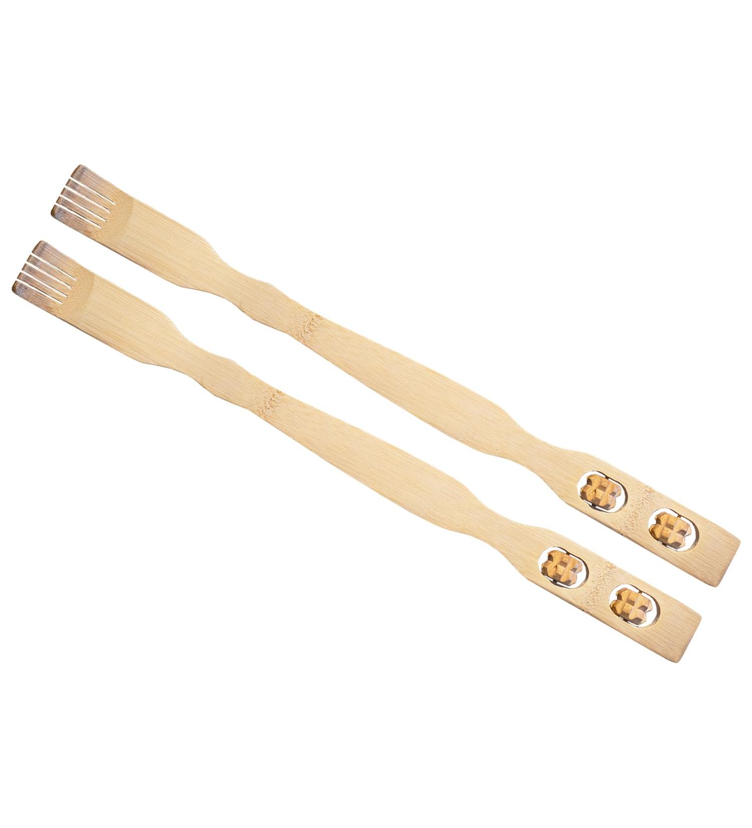 Chinchilla Eco 2 Set Back Scratchers with Massage Rollers | 100% Natural Bamboo | Double Relaxation & Well-Being | Eco-Friendly & Lightweight | 46 cm Length - Buy Online on GoSupps.com