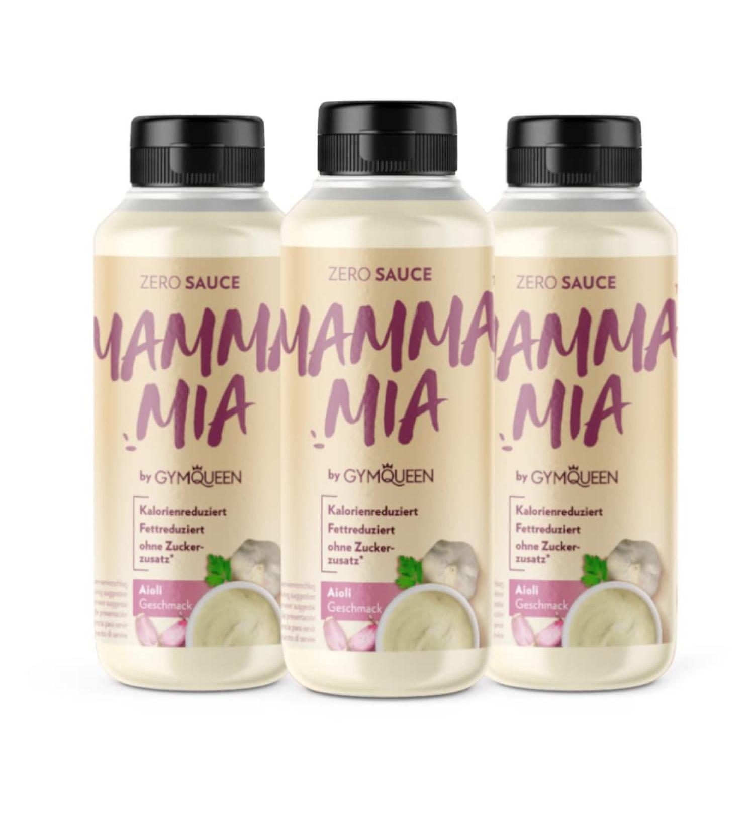 Gymqueen Mamma Mia Zero Sauce 3x265ml - Low Calorie Fat-Free Sugar-Free Vegetarian & Lactose-Free Aioli - Perfect for Dishes & Salads - Buy Online on GoSupps.com