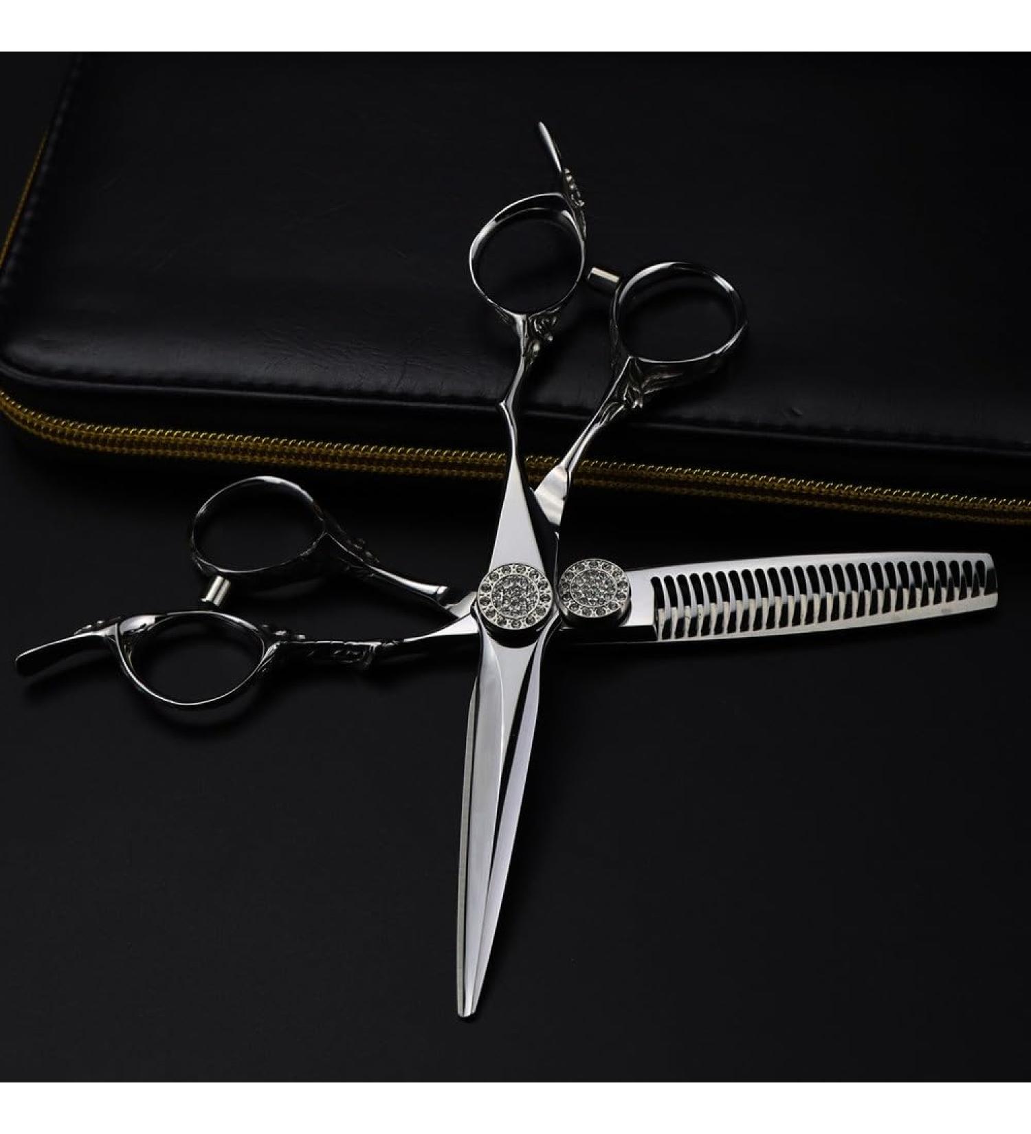 6 Inch Professional Hair Cutting Scissors Set - Upscale Thinning Shears for Barbers & Stylists | International Shipping Available - Buy Online on GoSupps.com