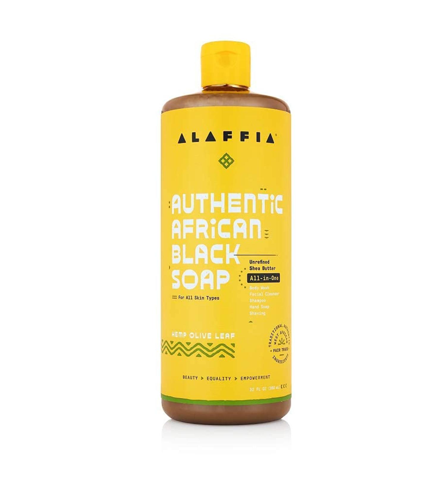 Alaffia Hemp Olive Leaf African Black Soap 32 Fl Oz - Authentic All-in-One Cleanser - Buy Online on GoSupps.com
