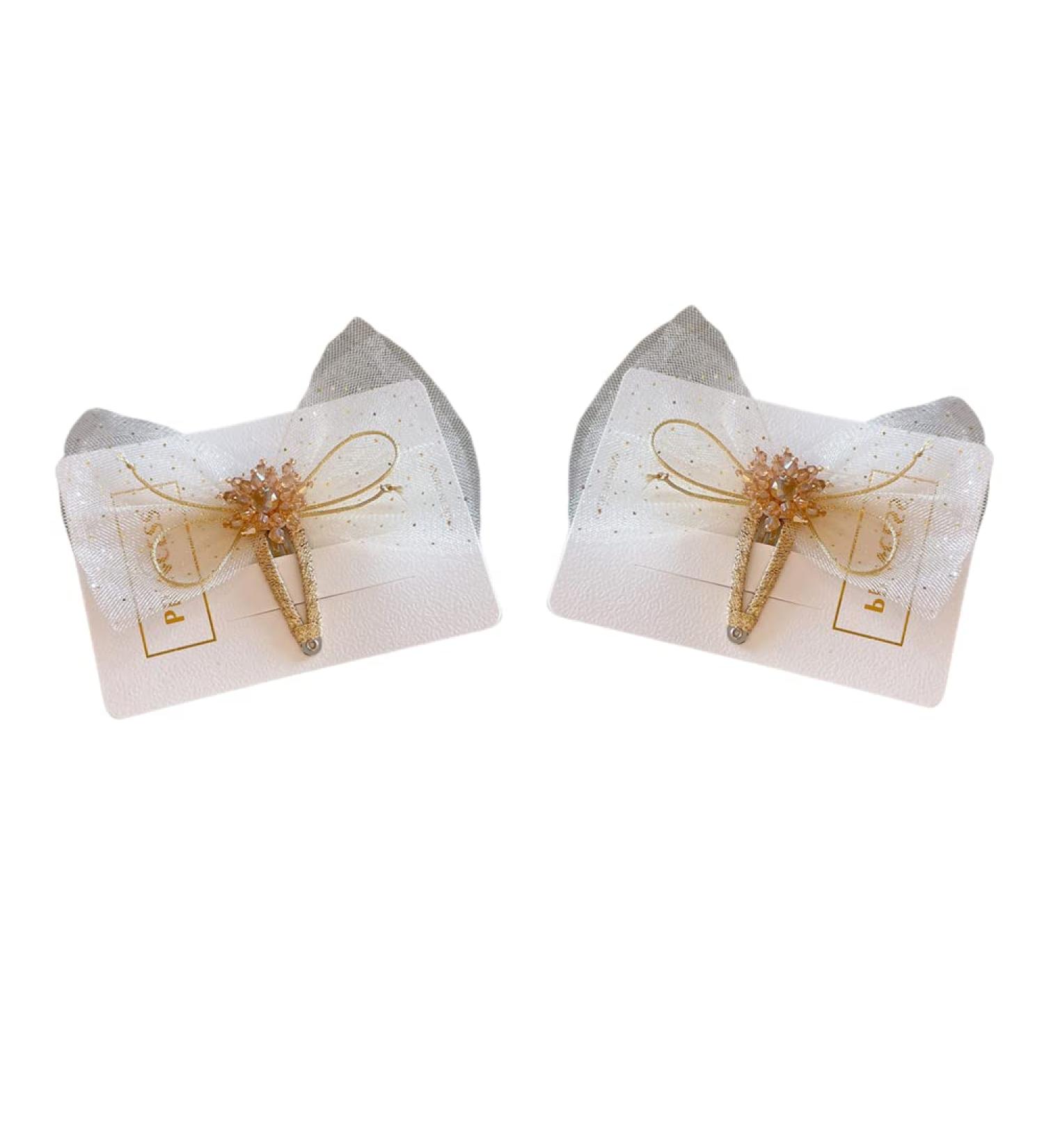 FEIFEI'S BOW 5 Princess Handmade Chiffon Heart Bow Hair Clips - Ivory (Set of 2) | Girls Baby Kids Toddlers Ribbon Barrettes - Buy Online on GoSupps.com