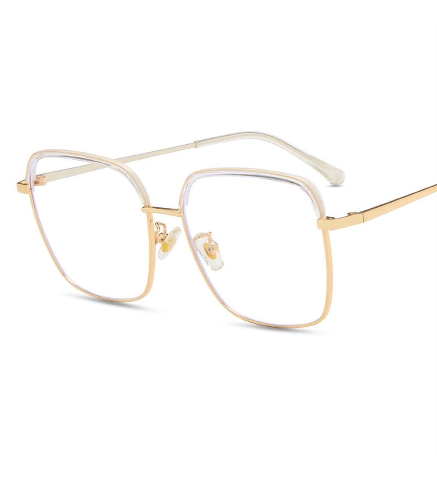 Buy Half Frame Blue Light Blocking Reading Glasses +2.0 - Stylish Decorative Goggles for Men & Women in Gold - Buy Online on GoSupps.com