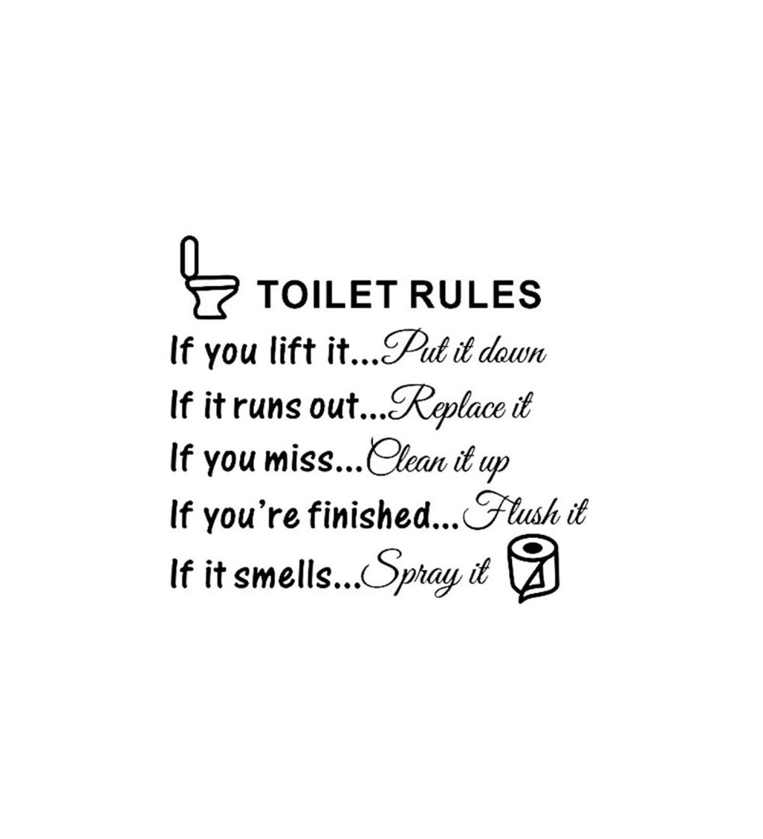 Bestjybt DIY Toilet Rules Wall Quotes Stickers - Bathroom Decals for Home Decor - Buy Online on GoSupps.com