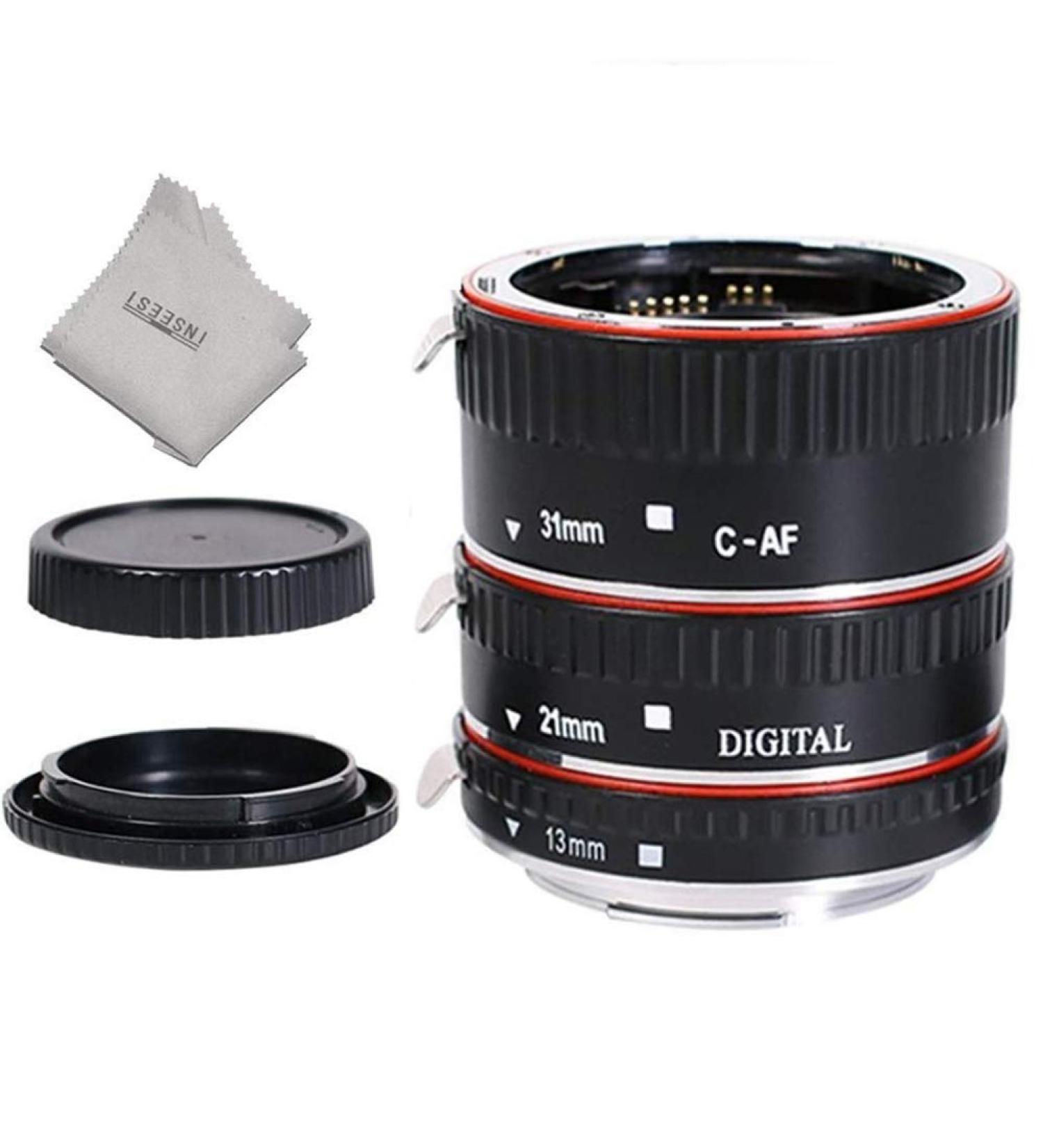 INSEESI Auto Focus Macro Extension Tube for Canon EOS Cameras - Compatible with Rebel t6, t6i, 80d, t7i, 5d Mark iv, 6d Mark ii - Black/Red - Buy Online on GoSupps.com
