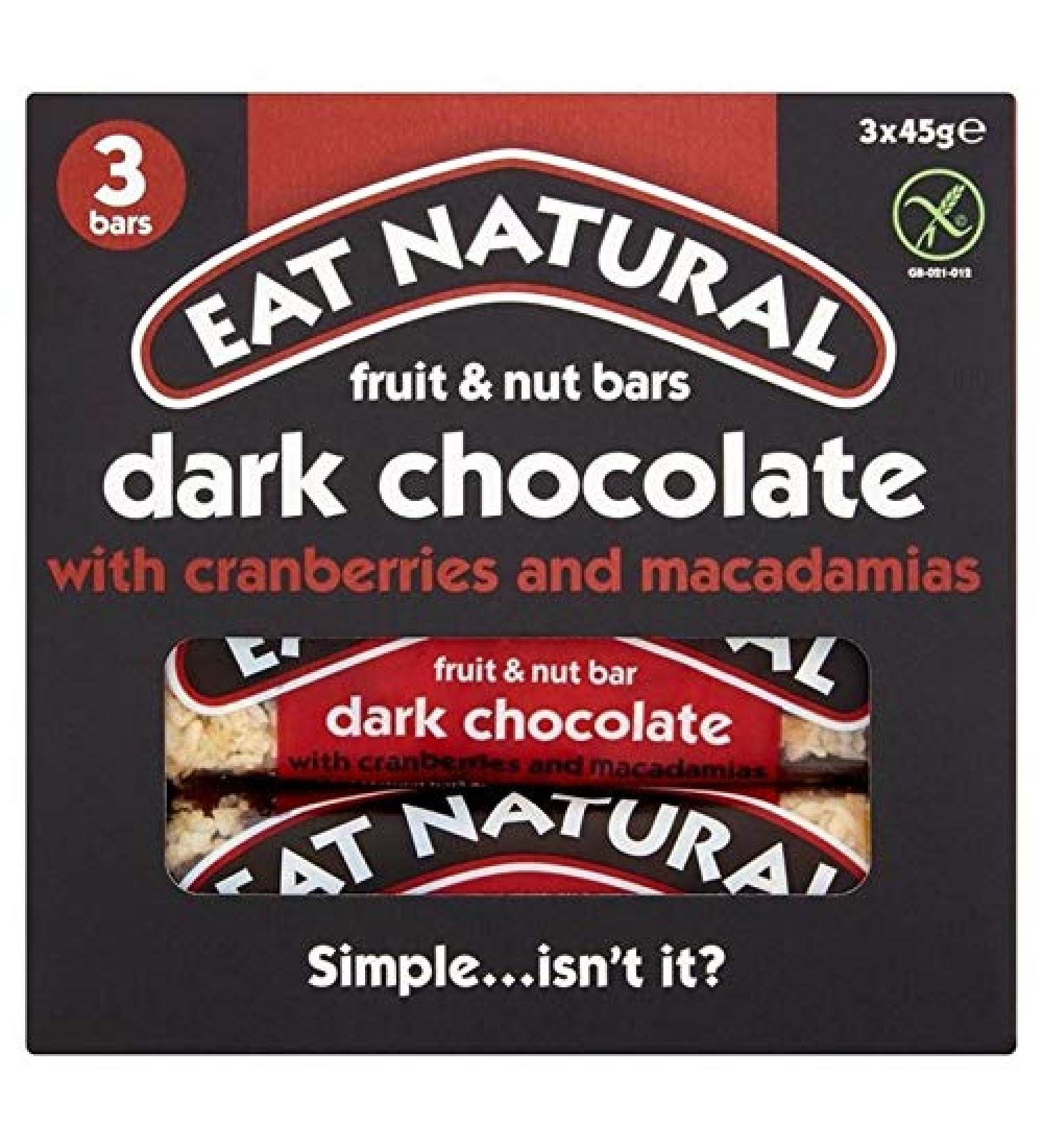 6X Eat Natural Bars with Cranberries & Macadamias 3 x 45g
