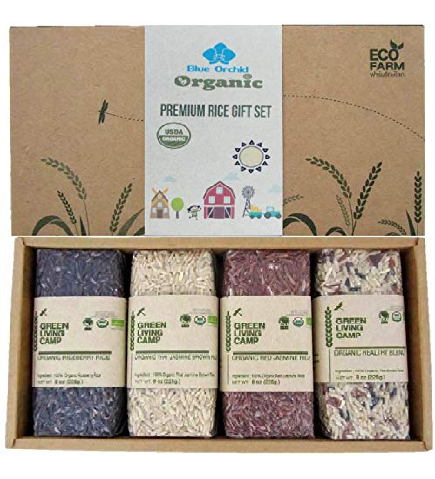 Organic Thai Jasmine Rice Gift Set - 2 Lb - 100% USDA Certified Organic - Brown, Red, Black & Mixed Jasmine Rice - Medley Rice Pack - Buy Online on GoSupps.com