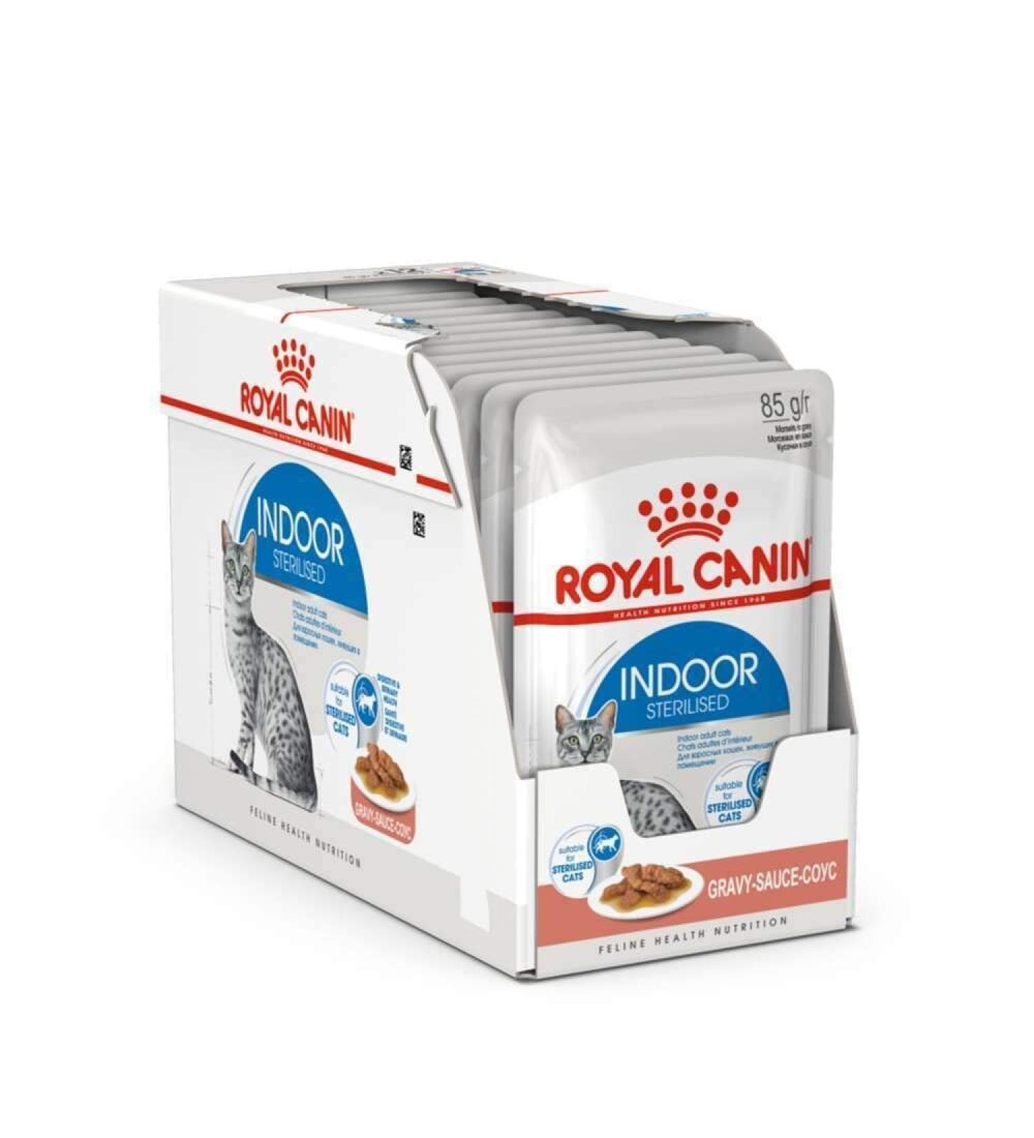 Royal Canin Sterilised Indoor in Gravy Adult Cat Wet Pouches 85g (Pack of 12) Gravy 85 g (Pack of 12) - Buy Online on GoSupps.com
