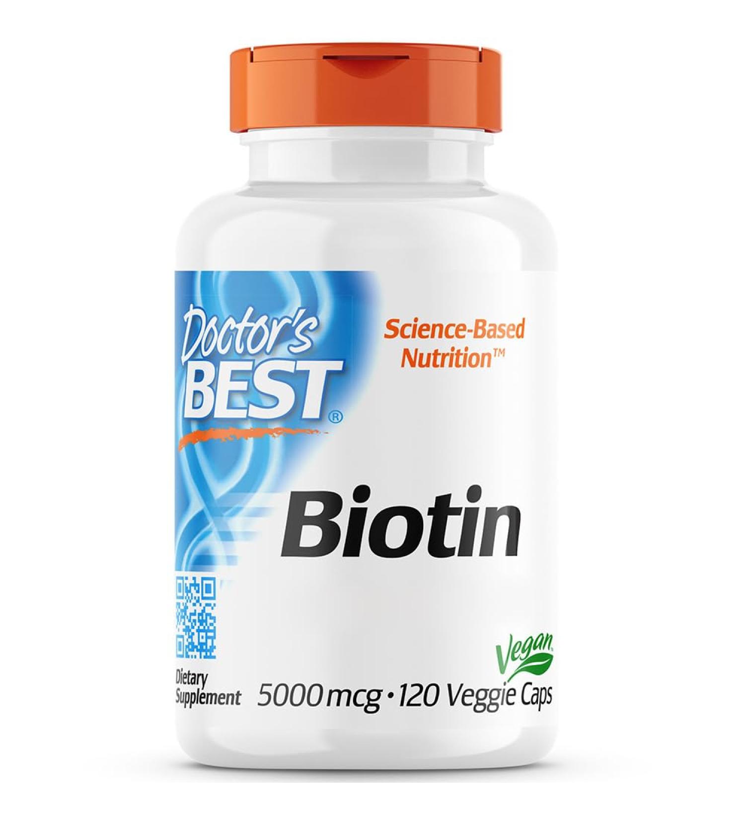 Doctor's Best Biotin 5000mcg 120 Vegan Lab Tested Gluten Free Soy Free Vegetarian - Buy Online on GoSupps.com