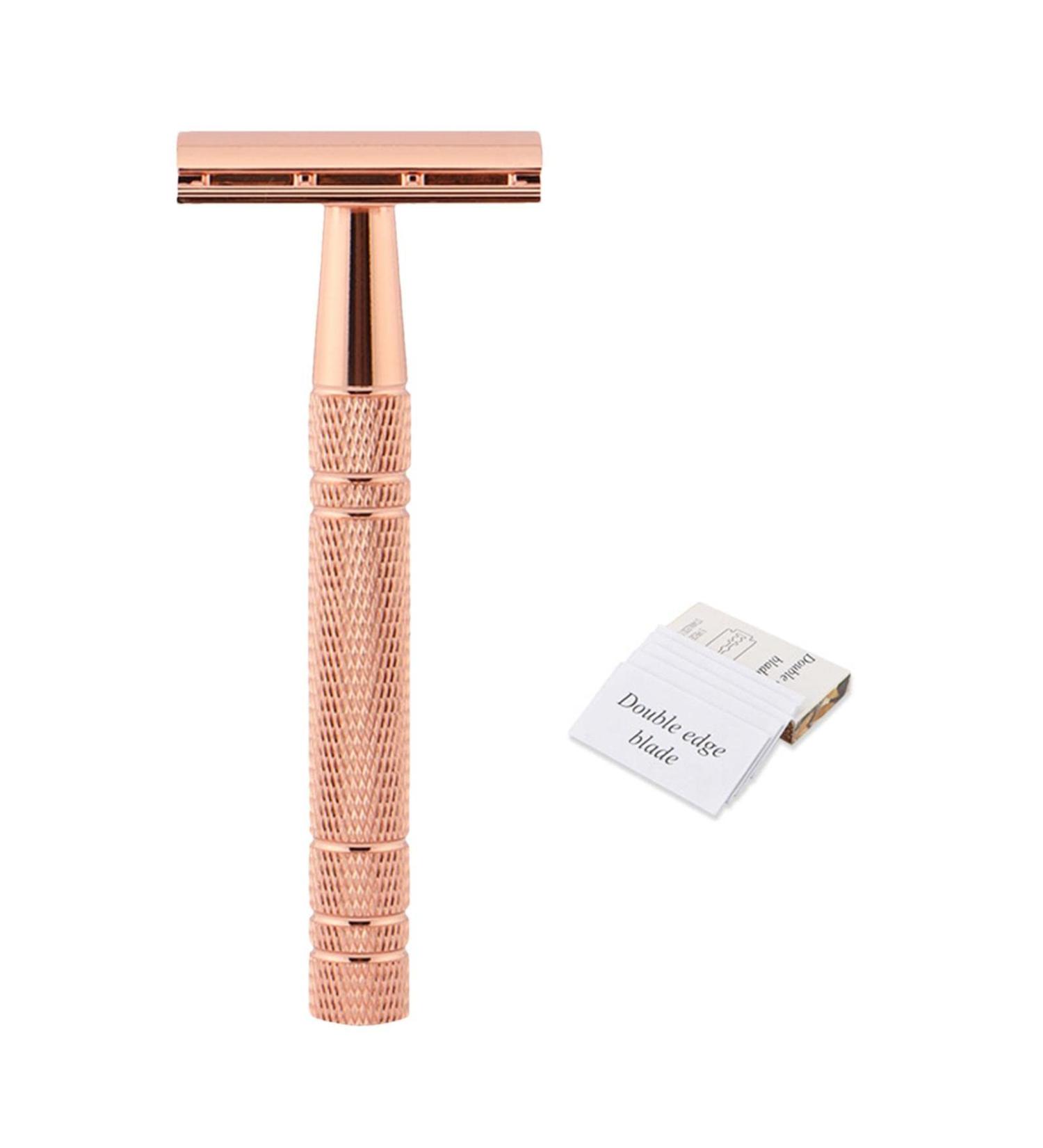 Eco-Friendly Double Edge Safety Razor for Men & Women - Reusable Metal Razor with 5 Blades | Perfect Grooming Gift for Friends & Lovers - Buy Online on GoSupps.com