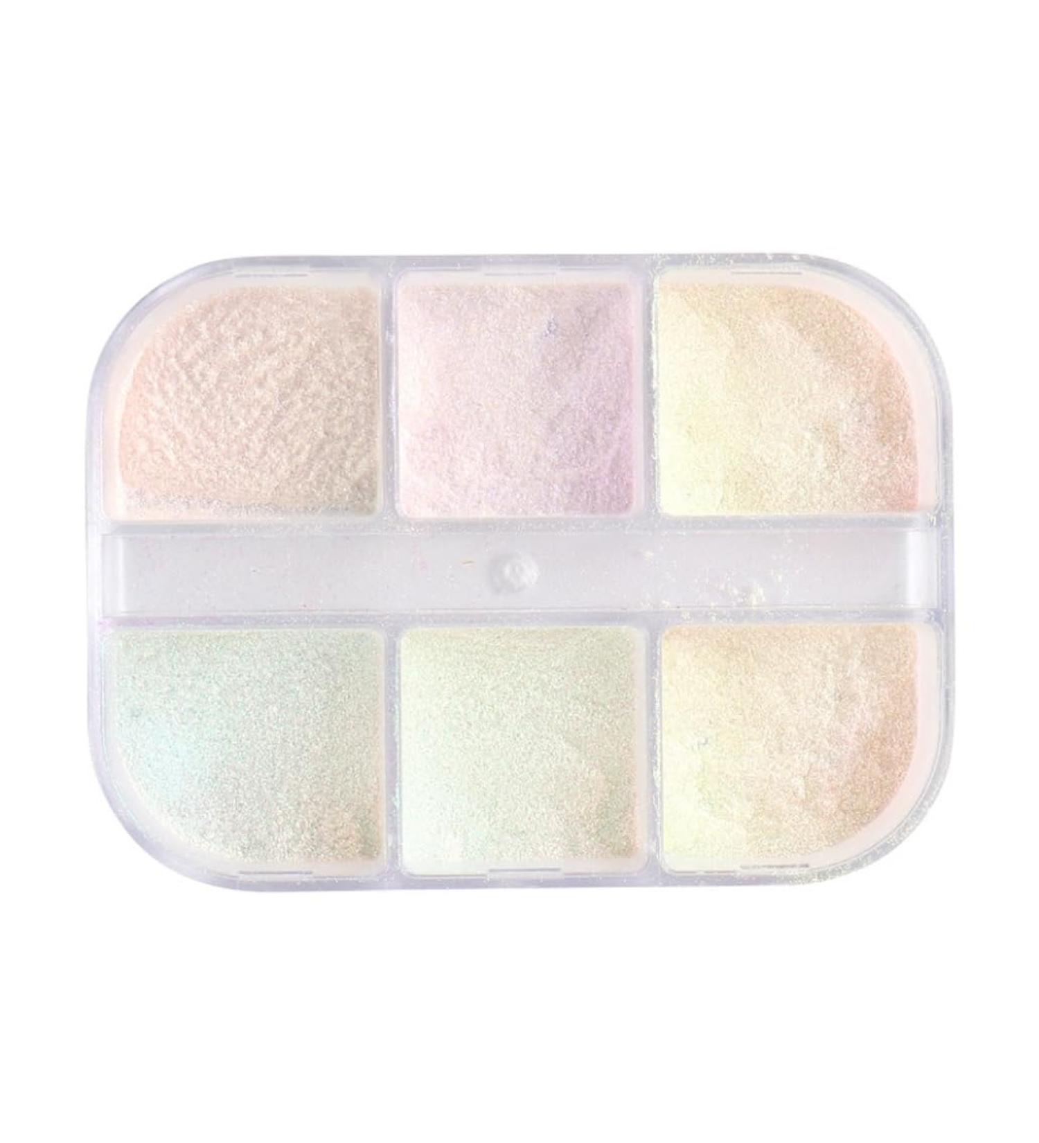 Chrome Nail Powder Nail Art Holo Powder Mirror Effect Pigment Glitter Body Face Decoration 6 Grids - Buy Online on GoSupps.com