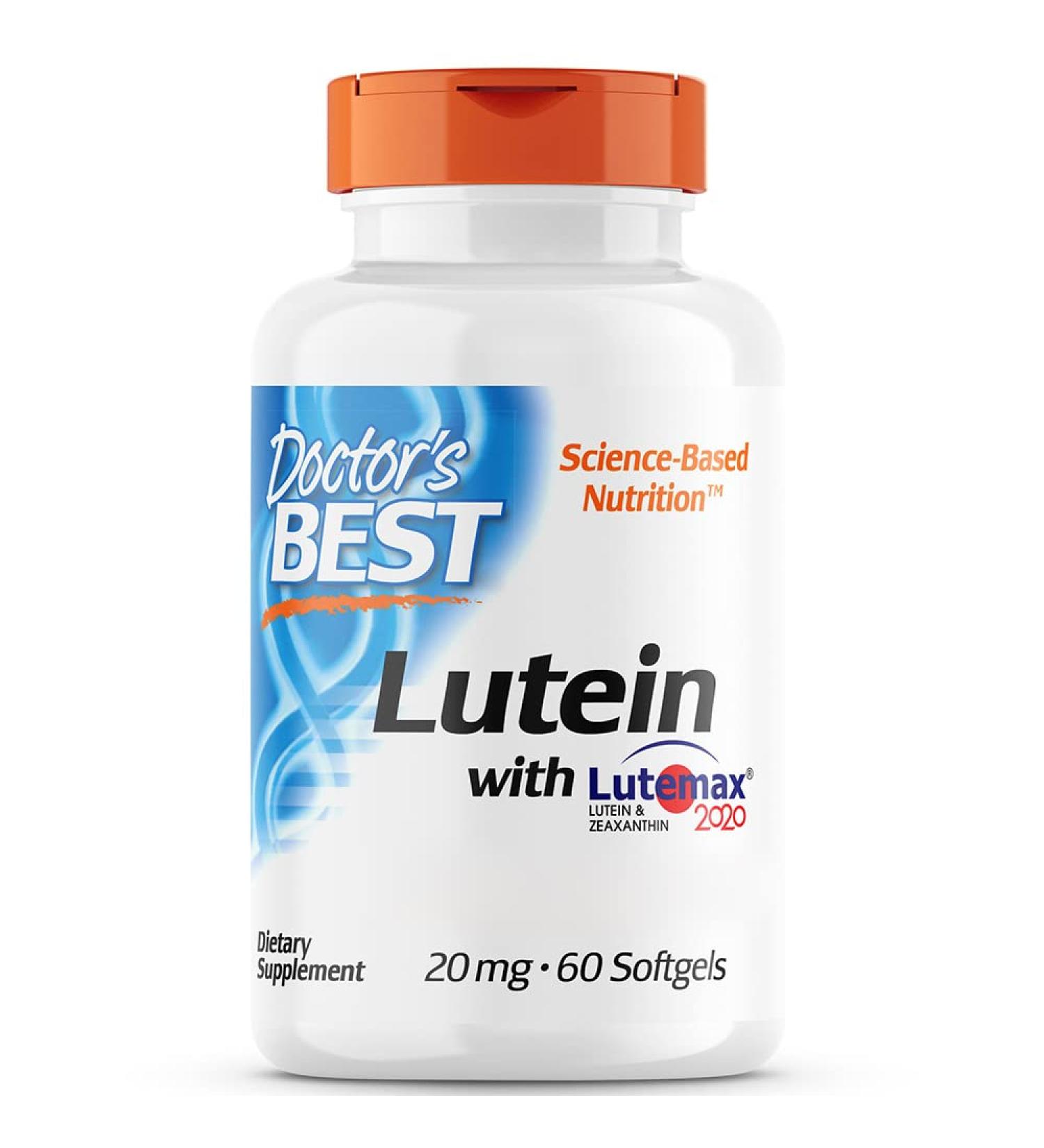 Doctors Best Lutein with Lutemax 2020 - 20mg Zeaxanthin 60 Softgels | Gluten Free Soy Free Non-GMO Laboratory Tested - Buy Internationally - Buy Online on GoSupps.com