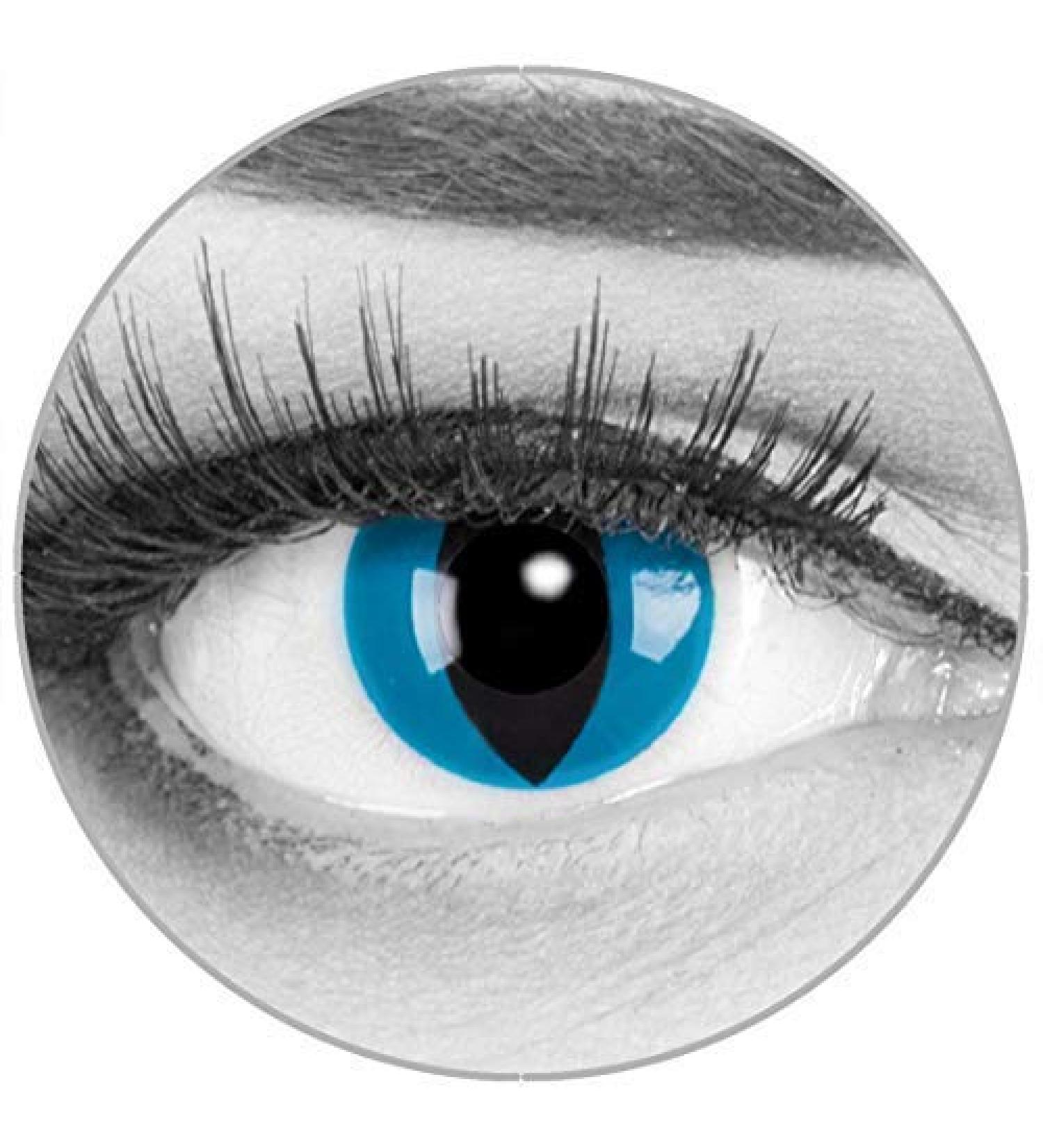 Funnylene colored blue contact lenses cat eyes mystic cat - soft without strength 2 pack + free container - 12 monthly lenses - perfect for Halloween carnival carnival or carnival