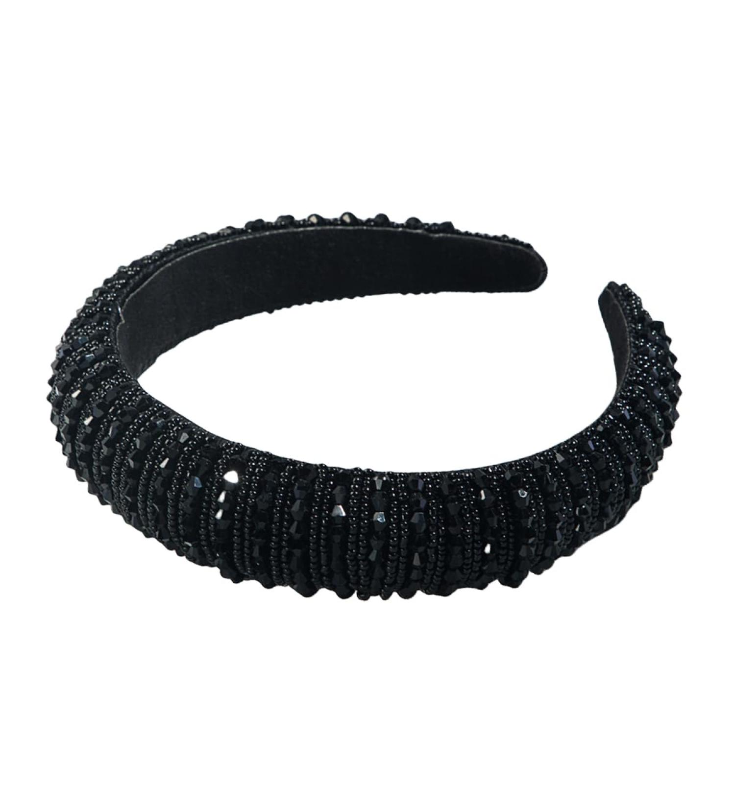 scicent Black Headband Crystal Rhinestone Head Bands Crystal Embellished Hair Band Padded Wide Hair Hoop Party Wedding Elastic Headbands for Women - 16410 - Buy Online on GoSupps.com